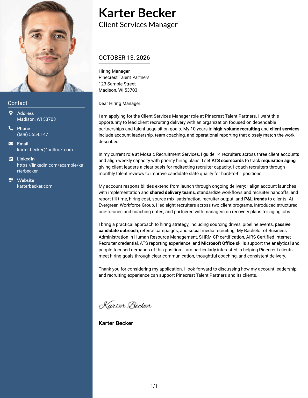 Cover Letter Example Page 1