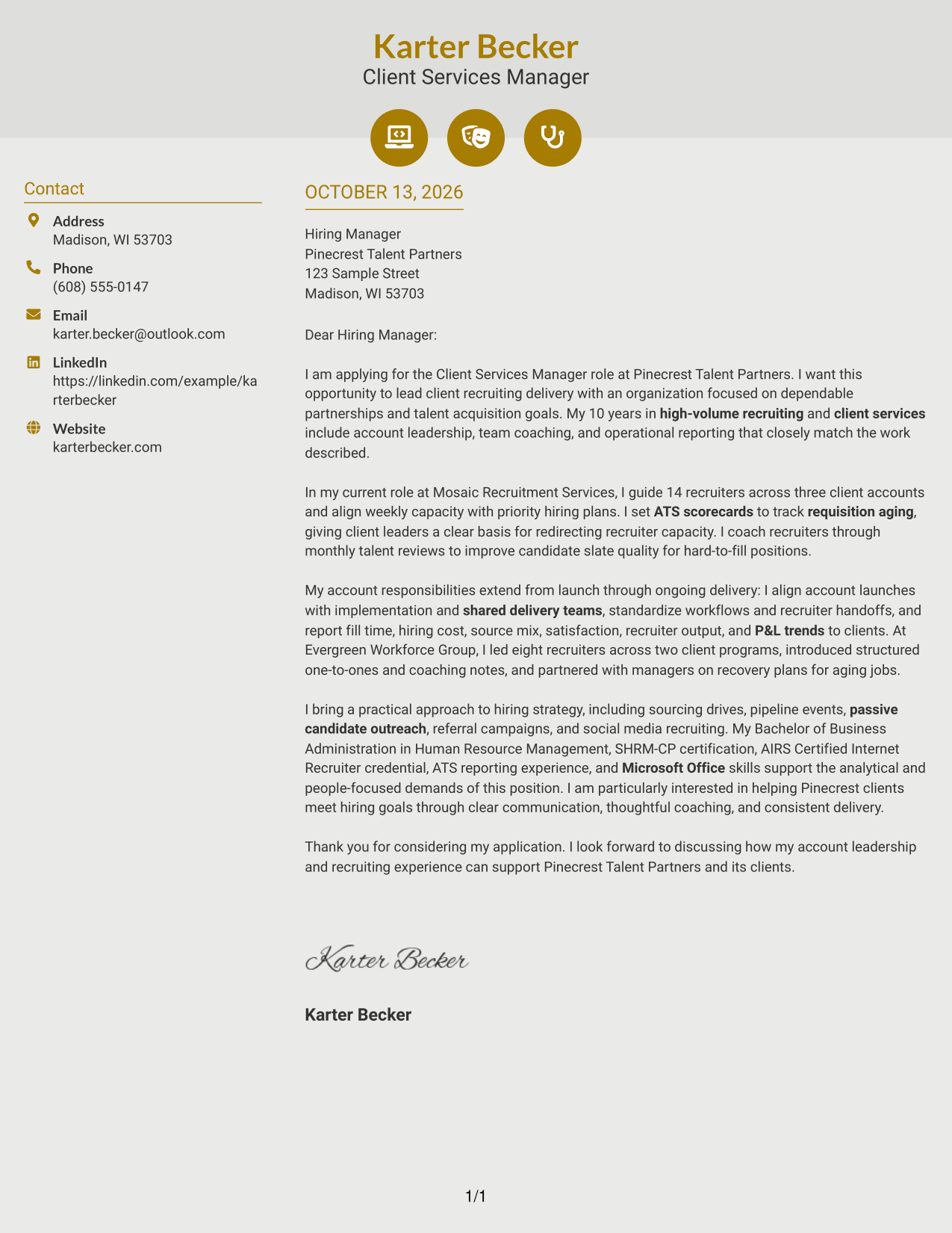 Cover Letter Example Page 1