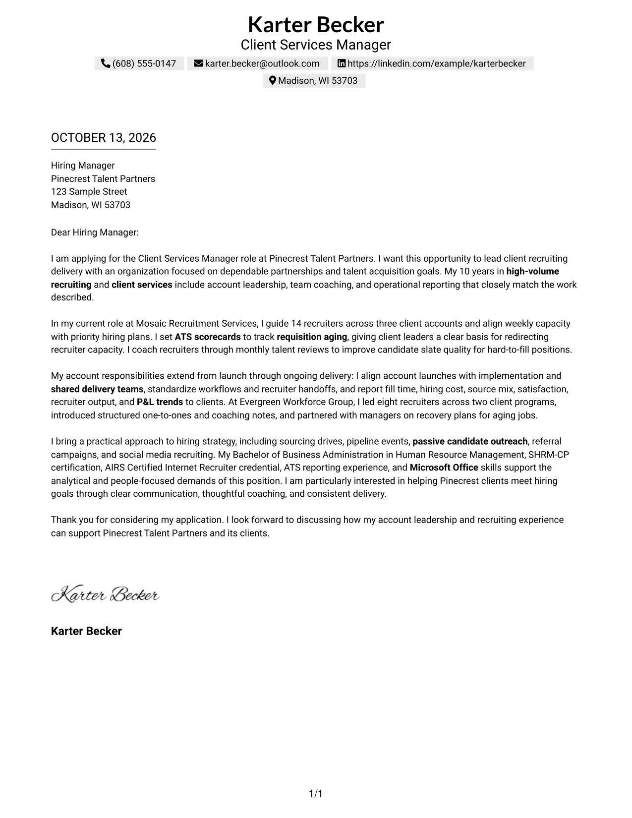 Text/Fang Style Cover Letter Preview