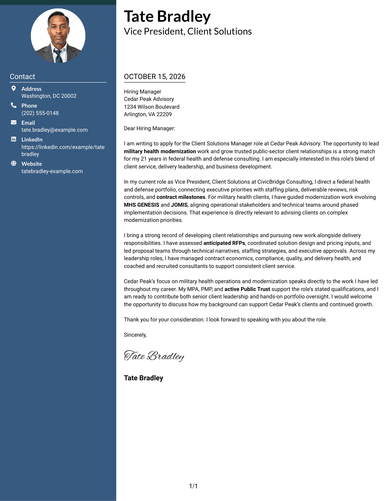 Cover letter example — page 1