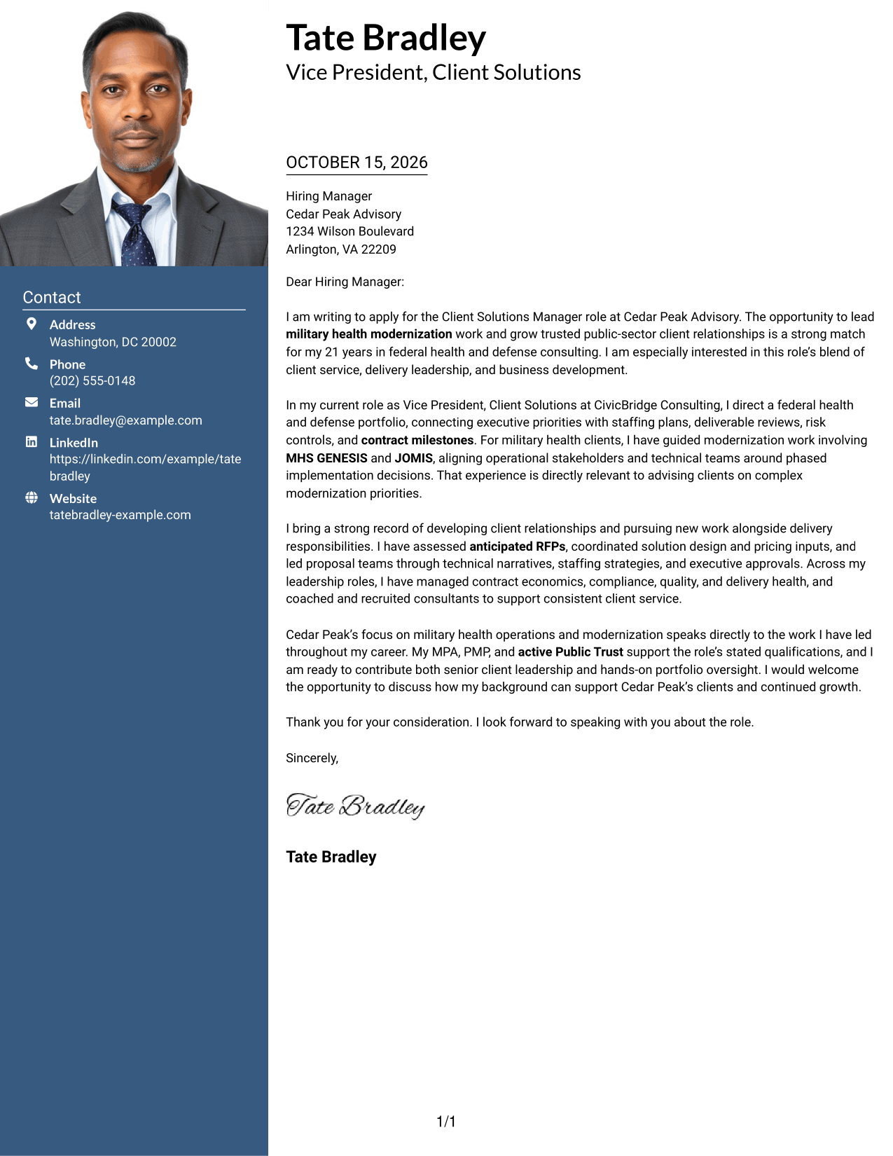 Cover letter example — page 1