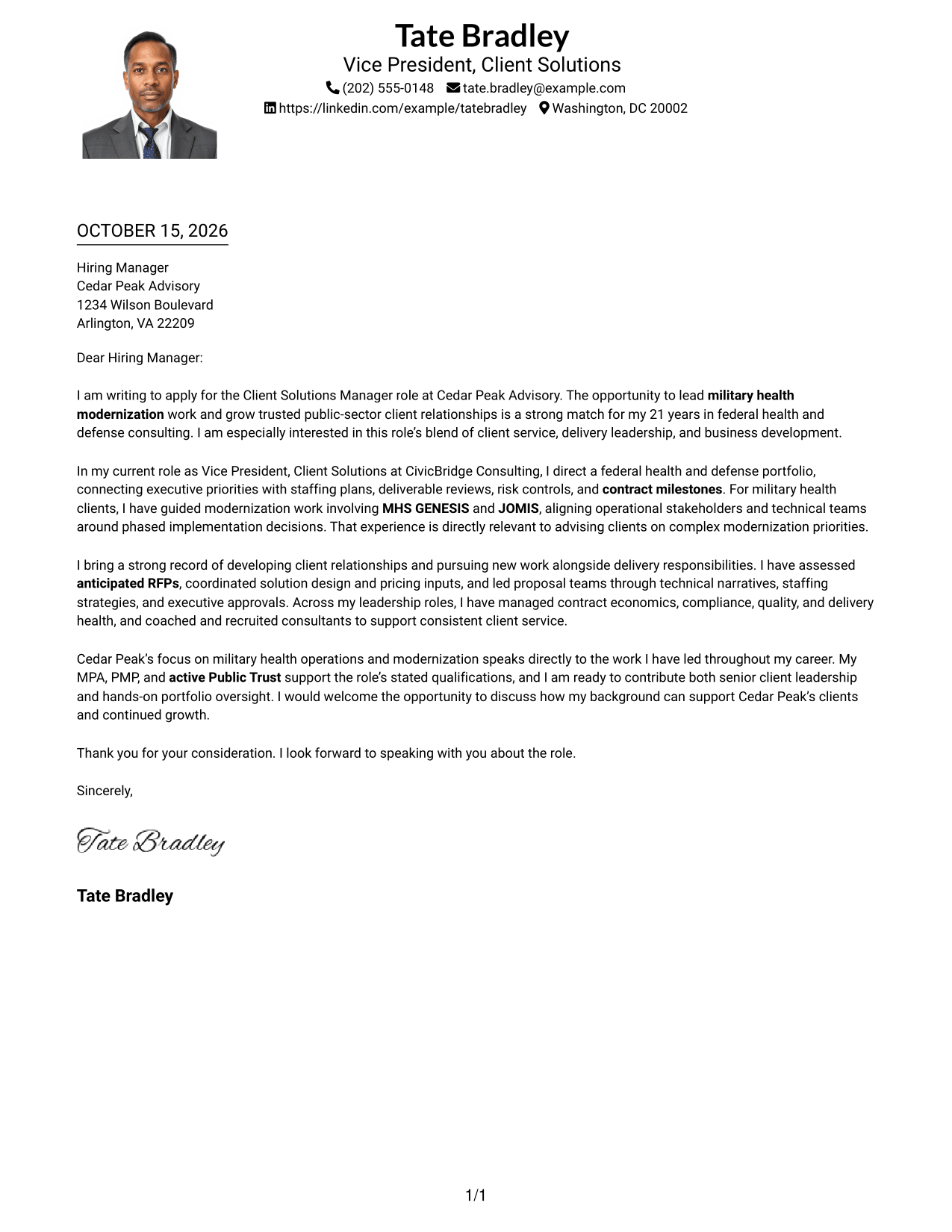 Cover letter example — page 1