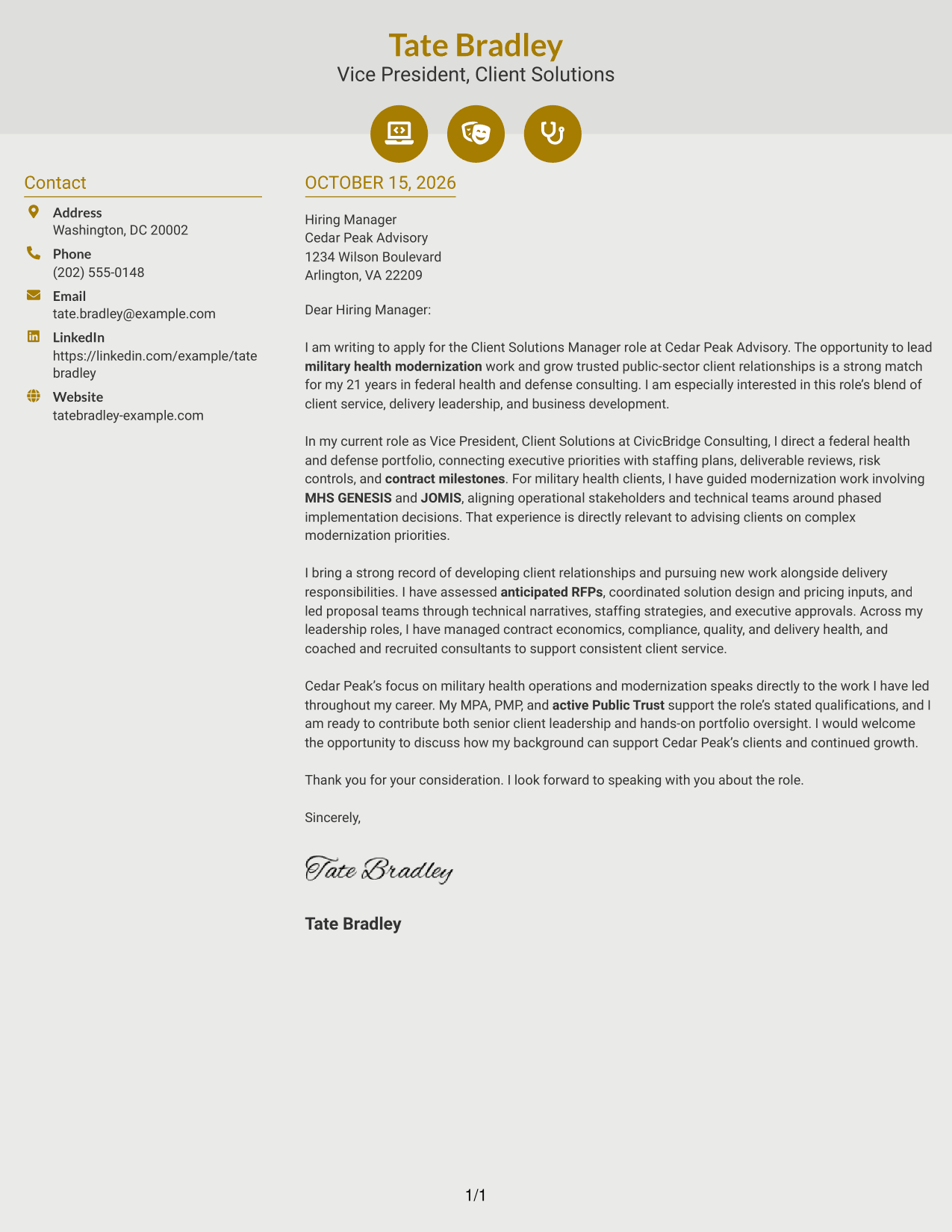 Cover letter example — page 1