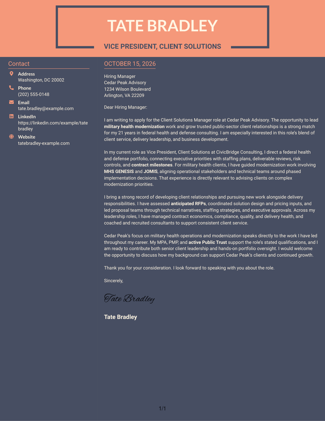 Cover letter example — page 1