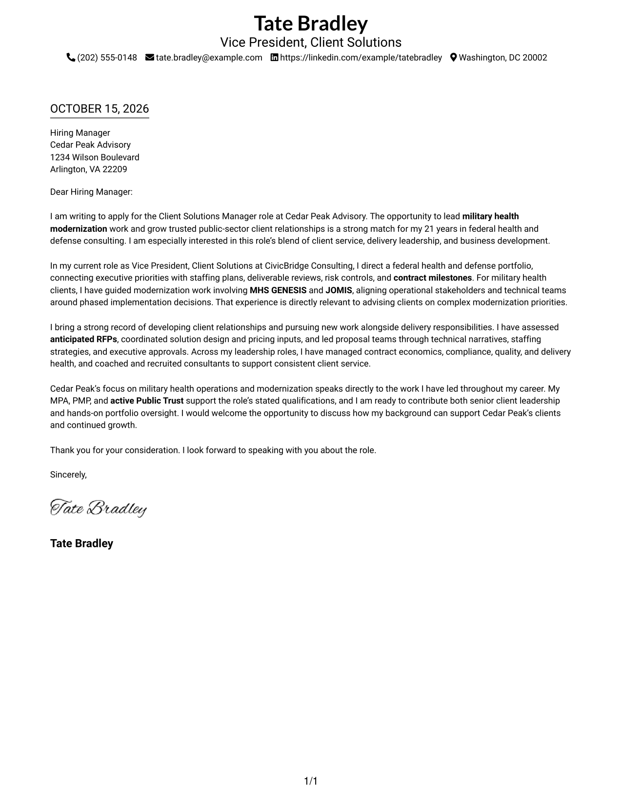 Cover letter example — page 1