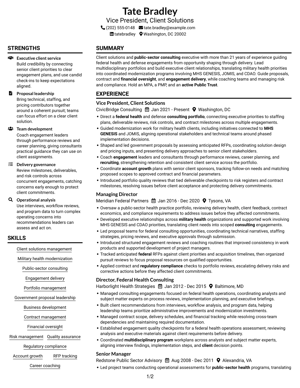 Resume example — page 1
