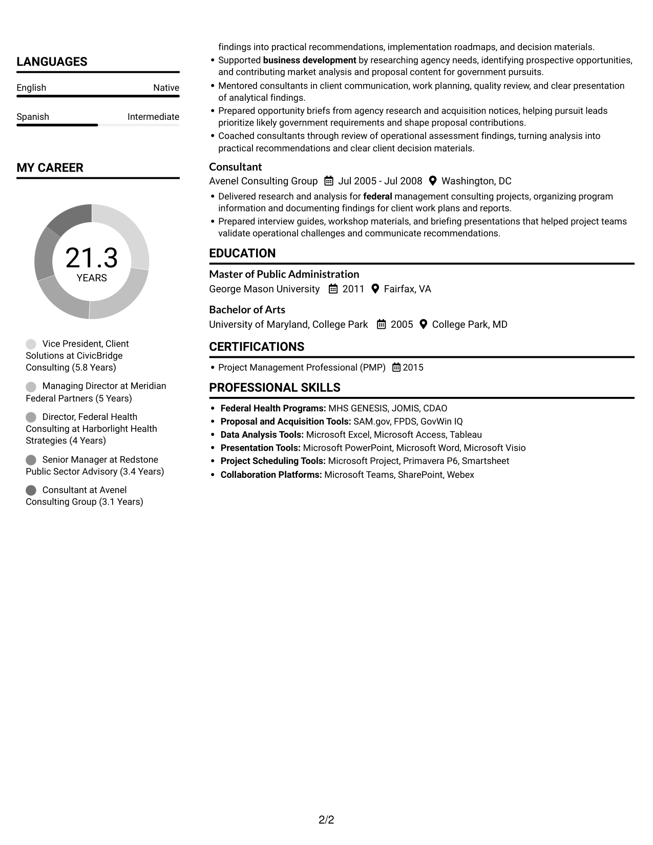 Resume example — page 2