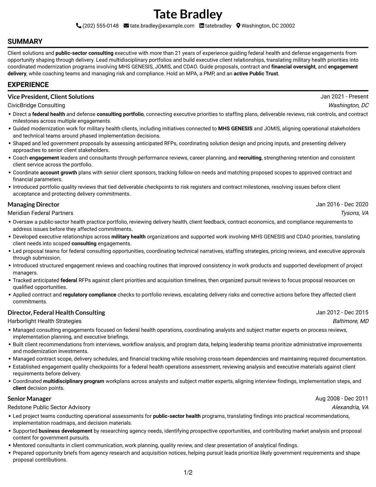 Resume example — page 1