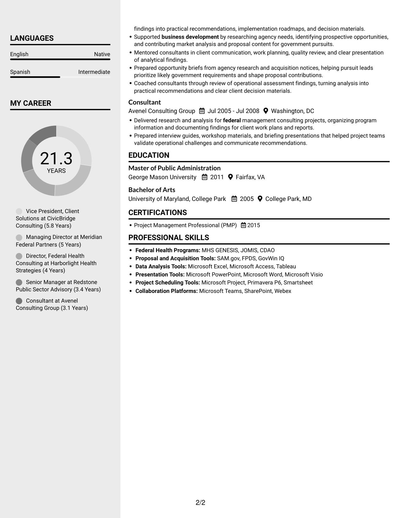 Resume example — page 2
