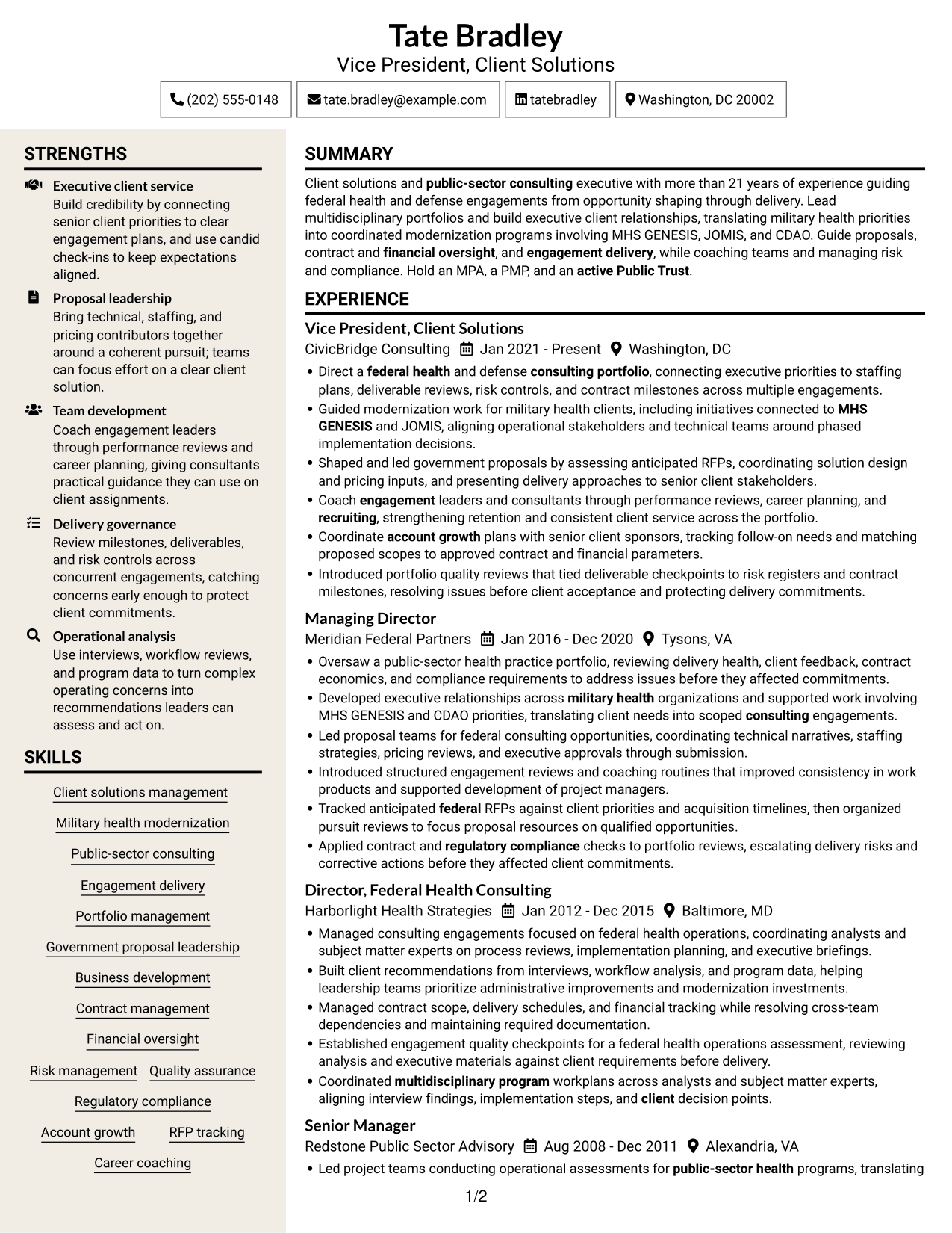 Resume example — page 1