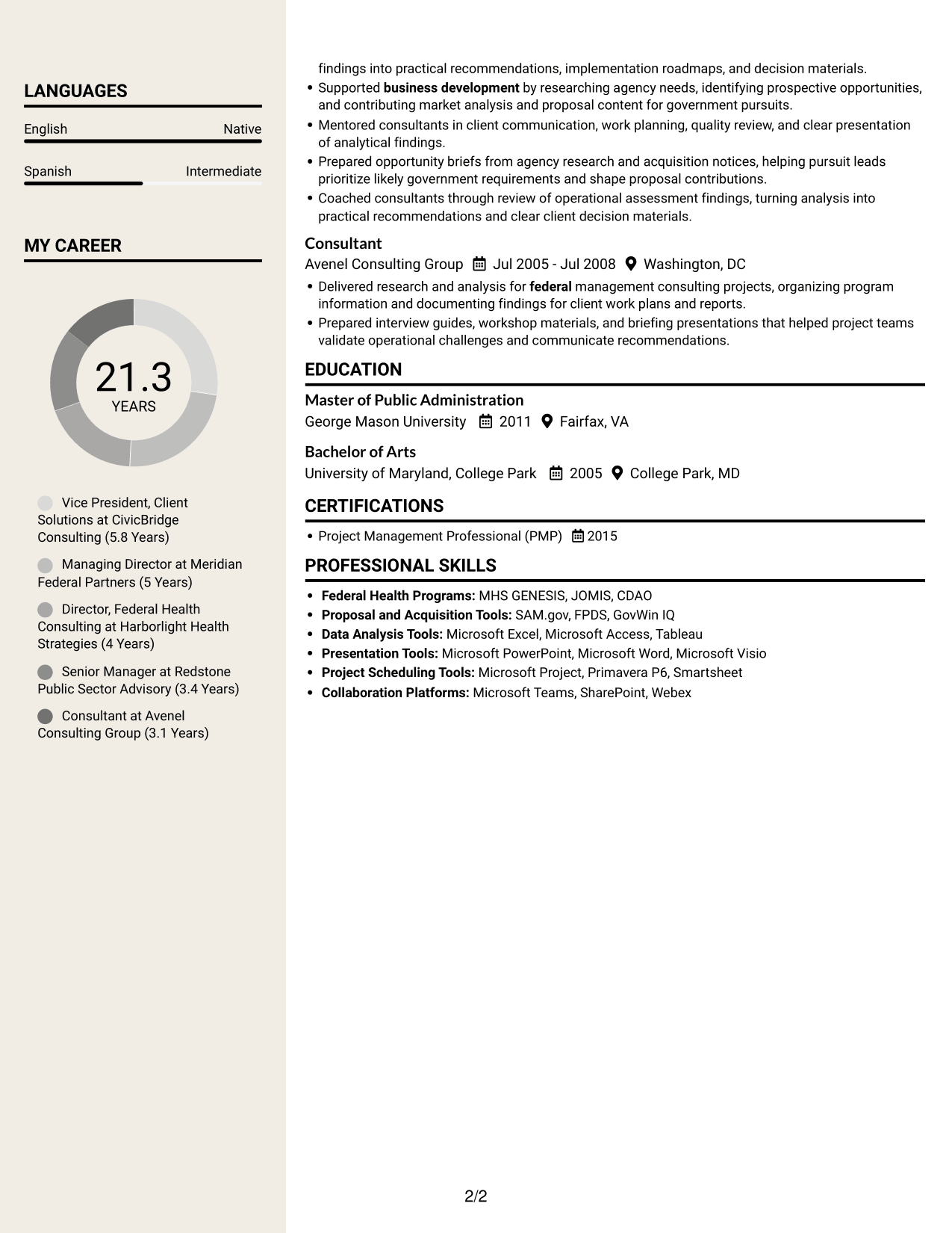 Resume example — page 2