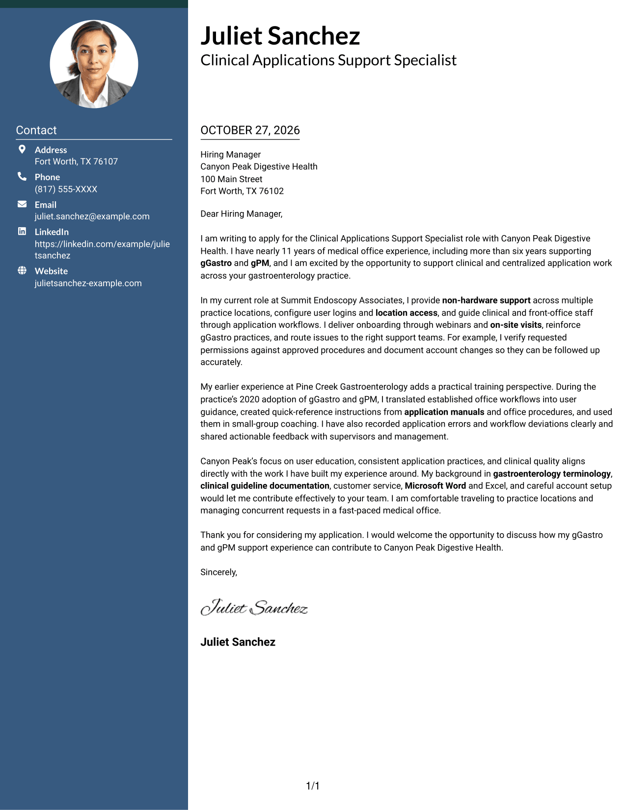 Cover letter example — page 1