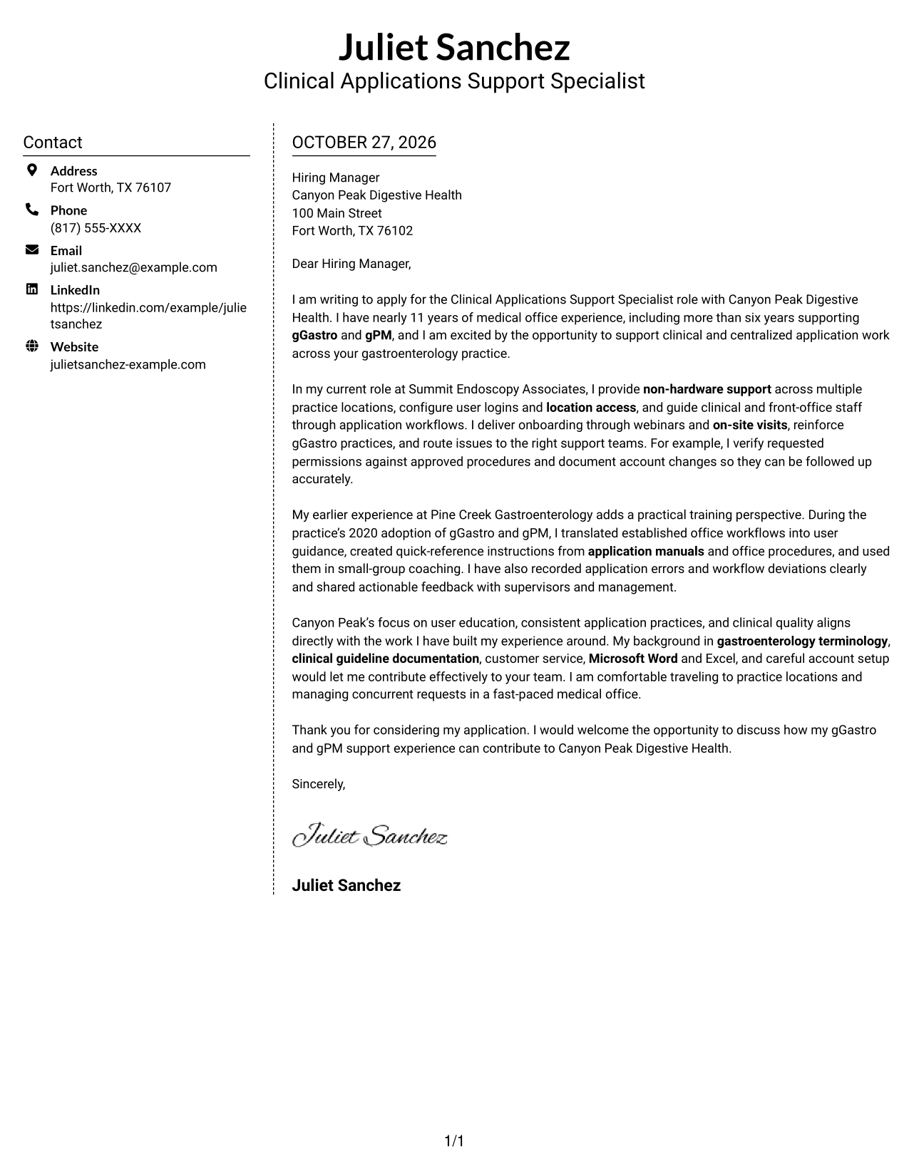 Cover letter example — page 1