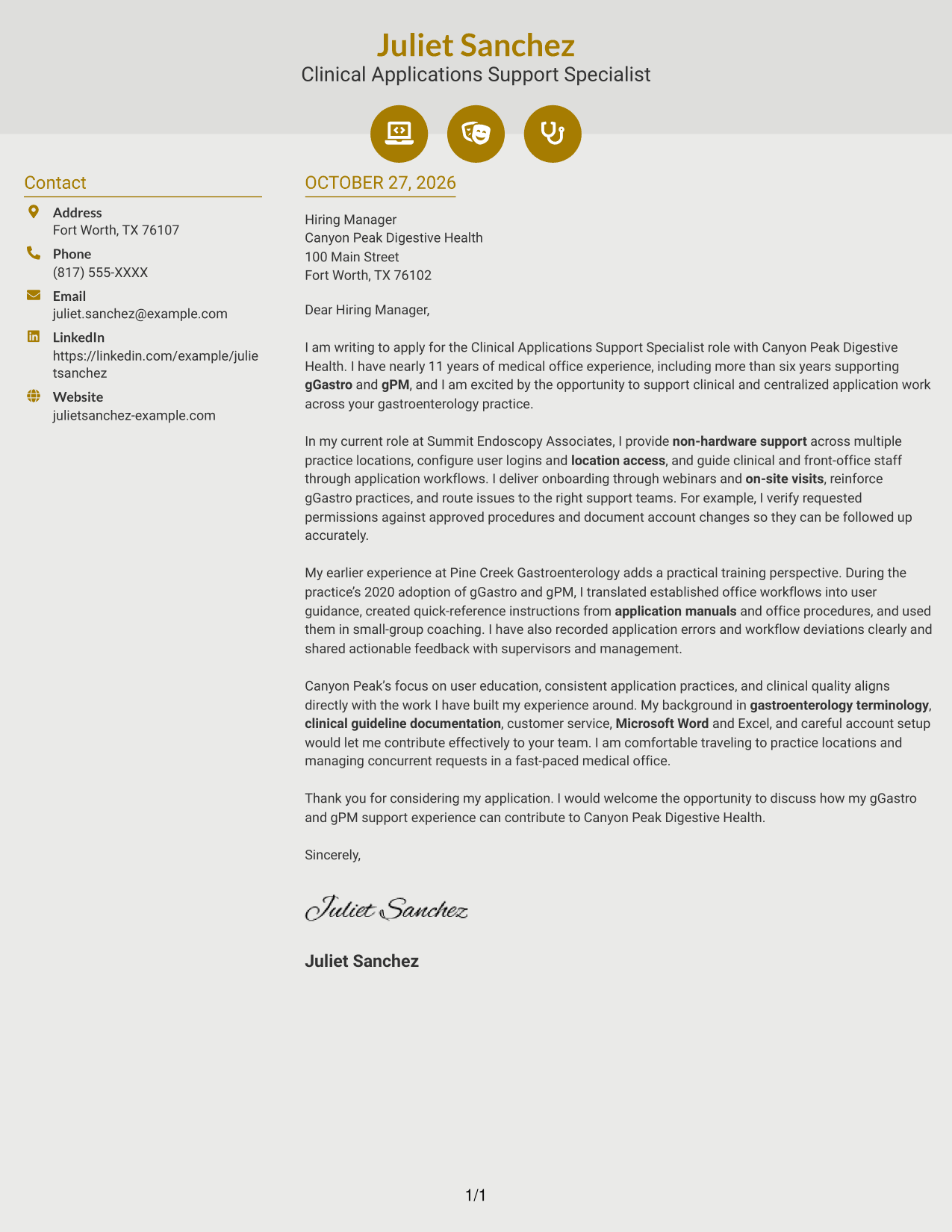Cover letter example — page 1
