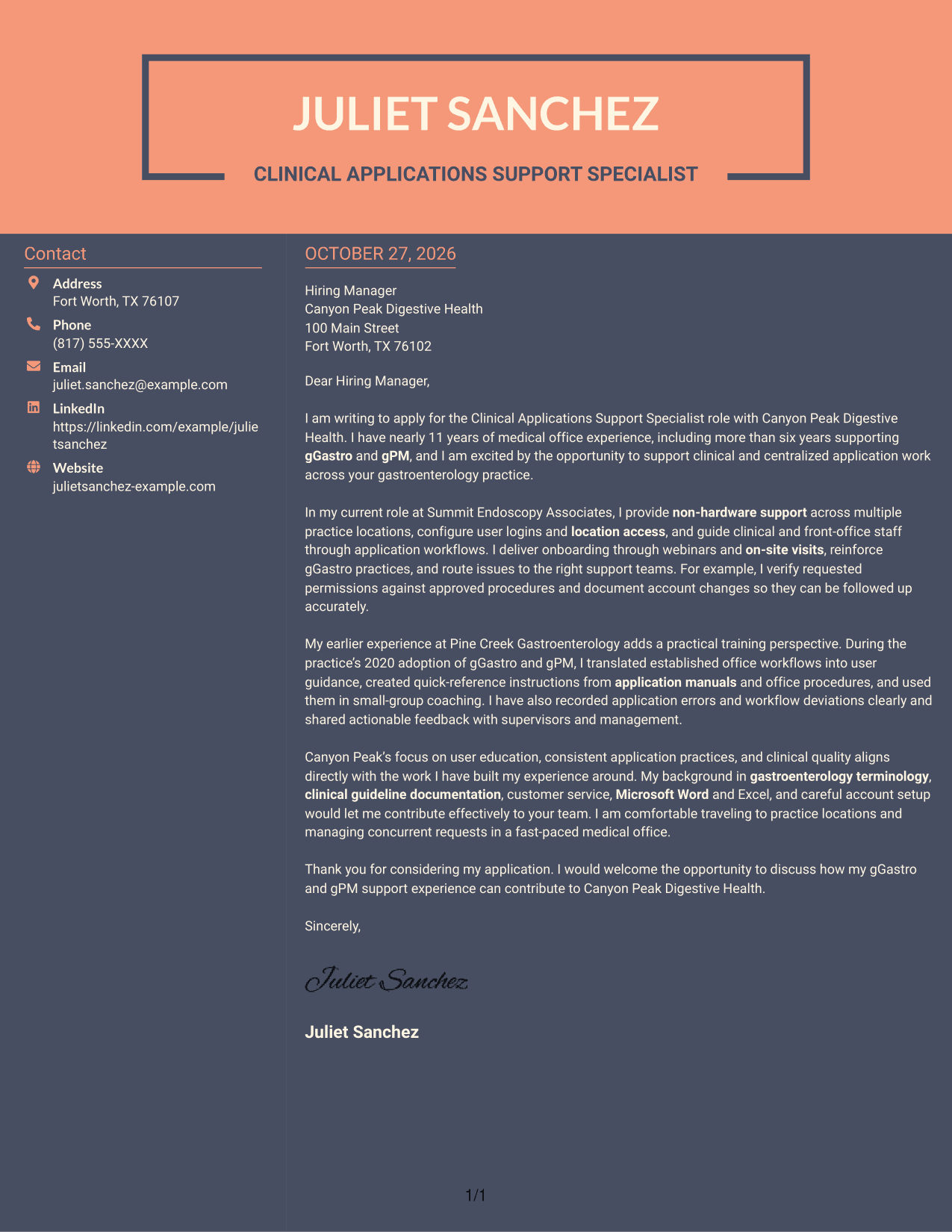 Cover letter example — page 1