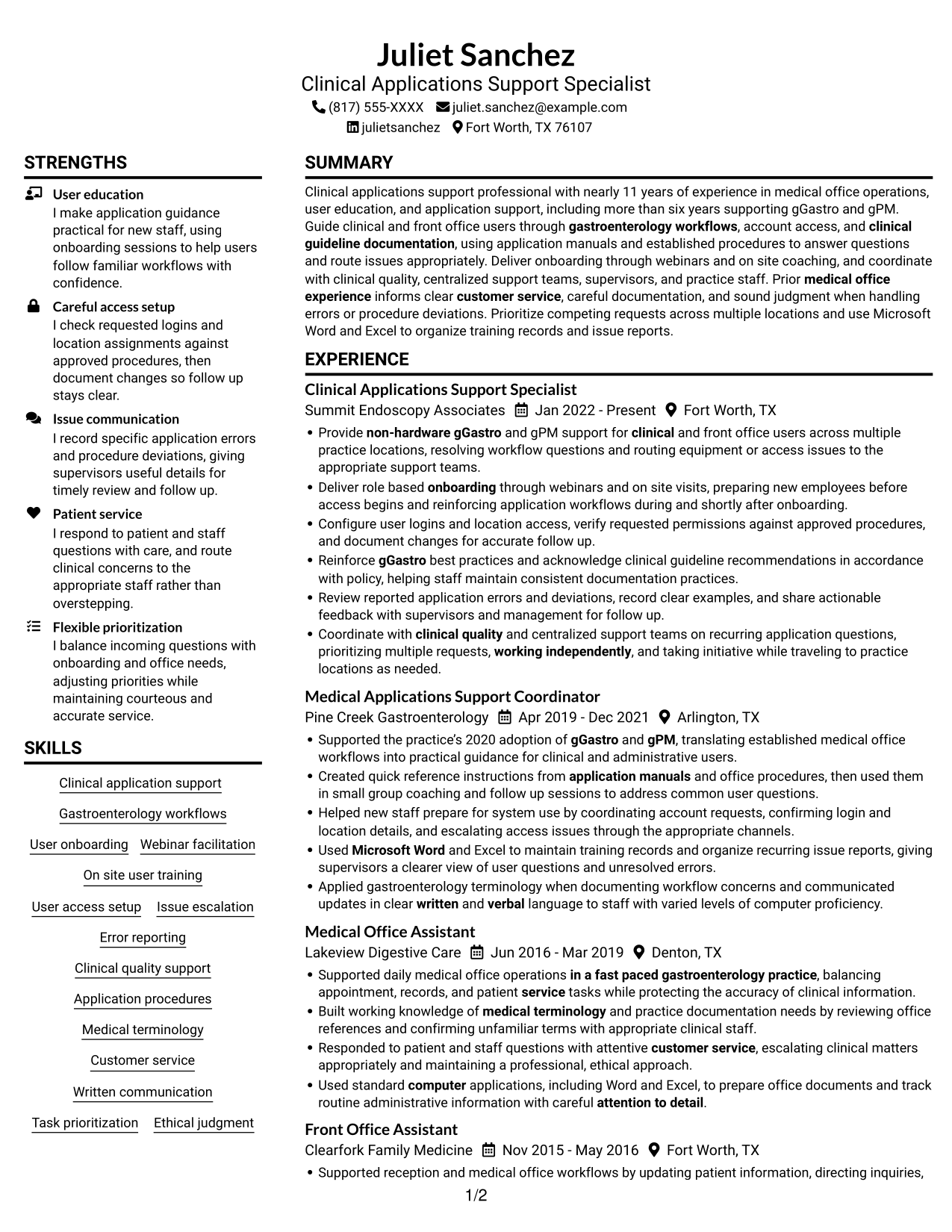 Resume example — page 1
