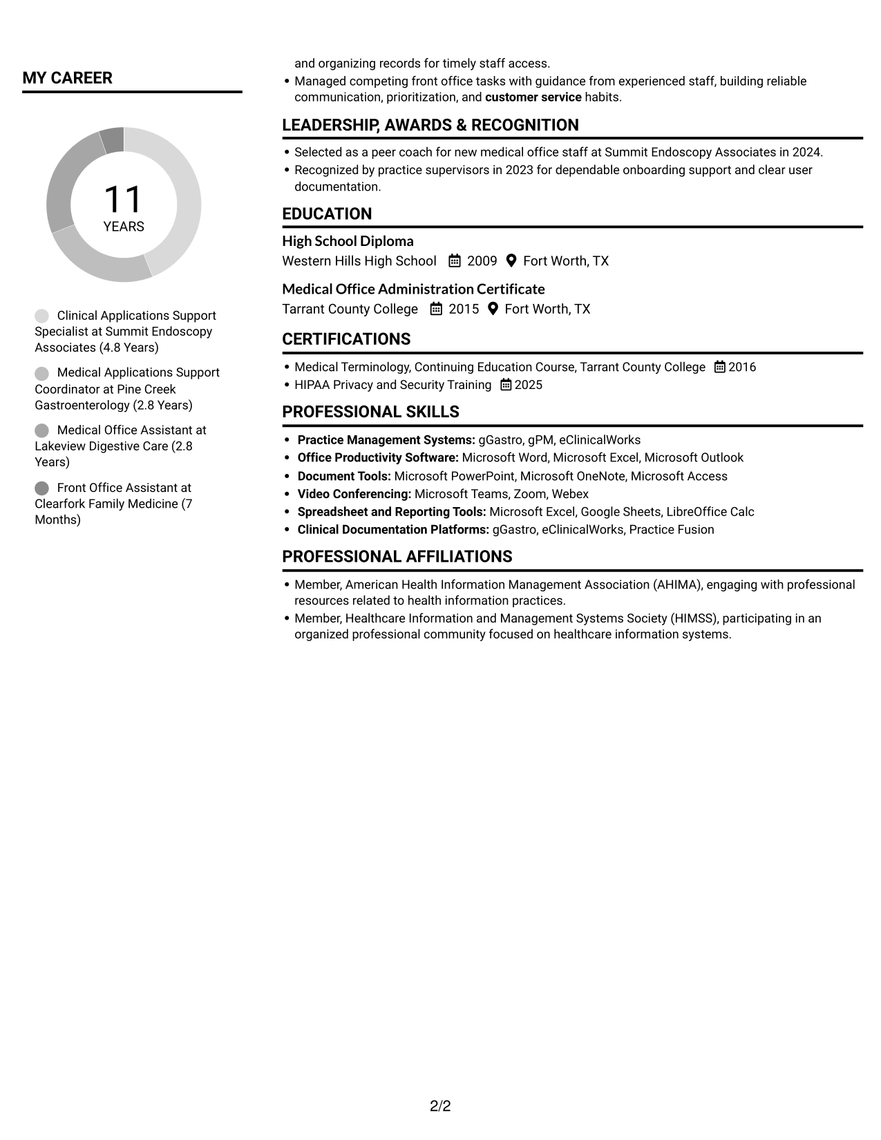 Resume example — page 2