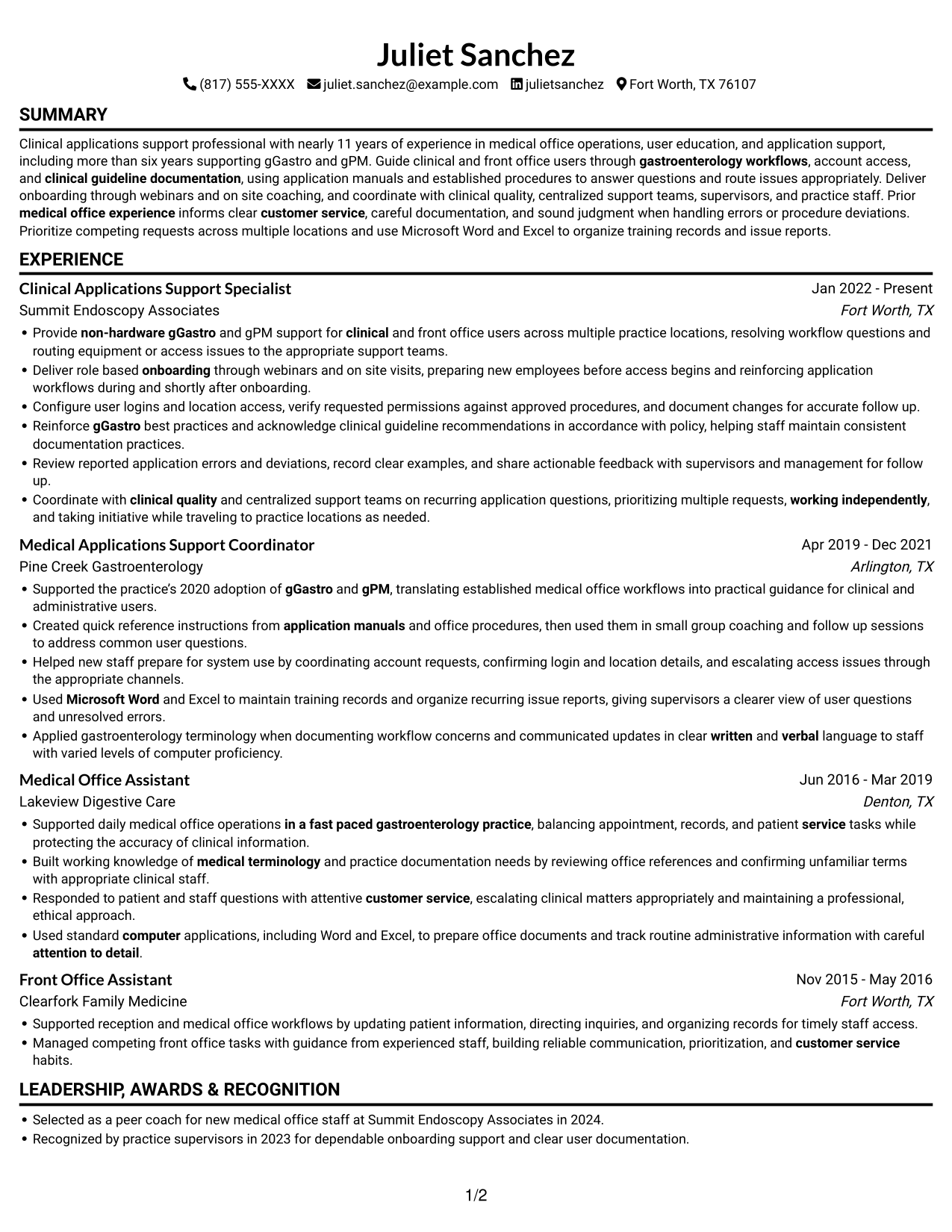 Resume example — page 1