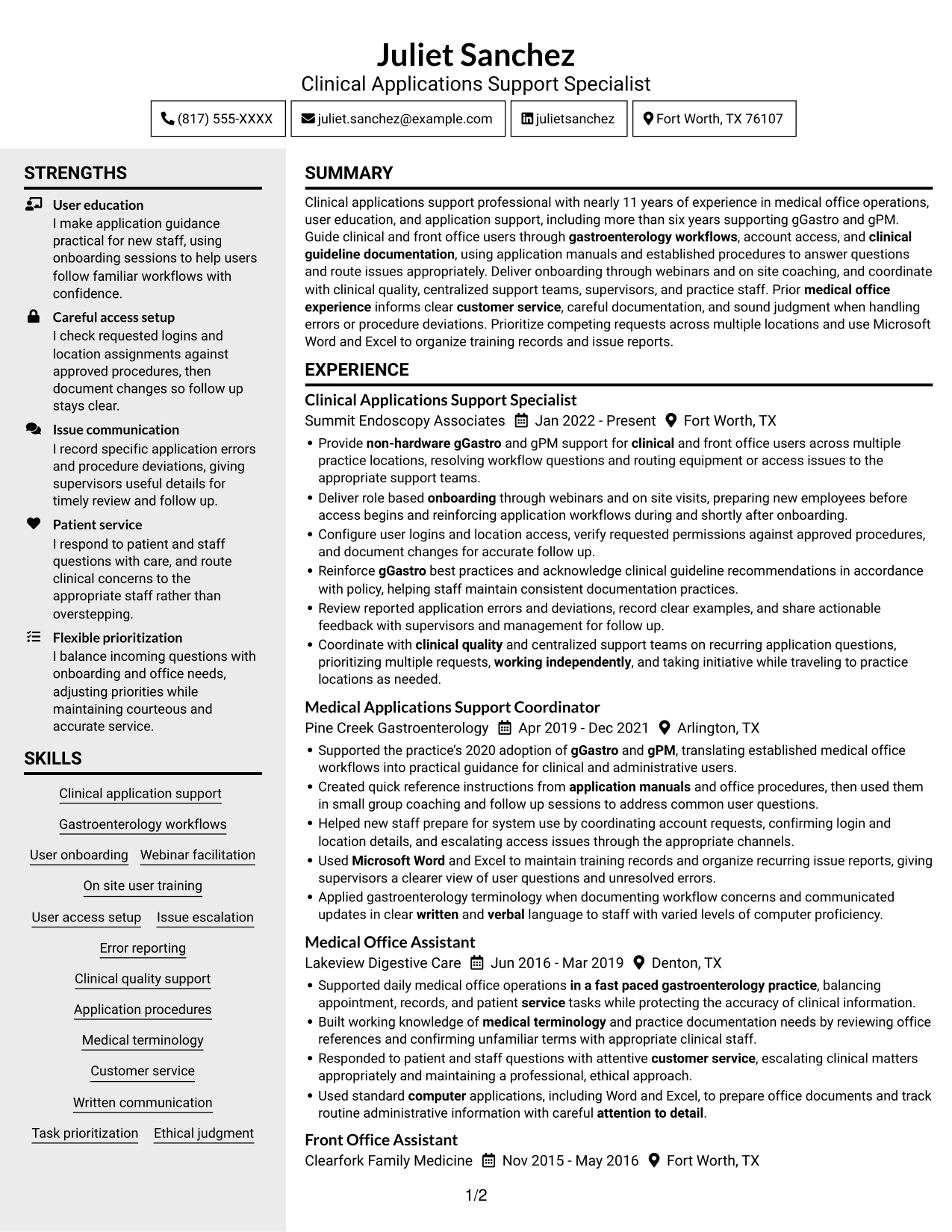 Resume example — page 1