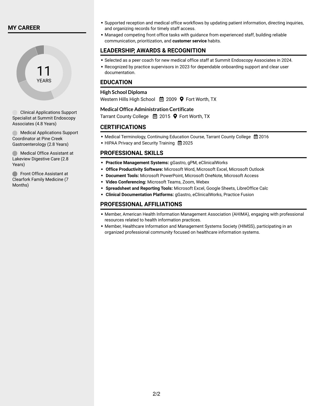 Resume example — page 2