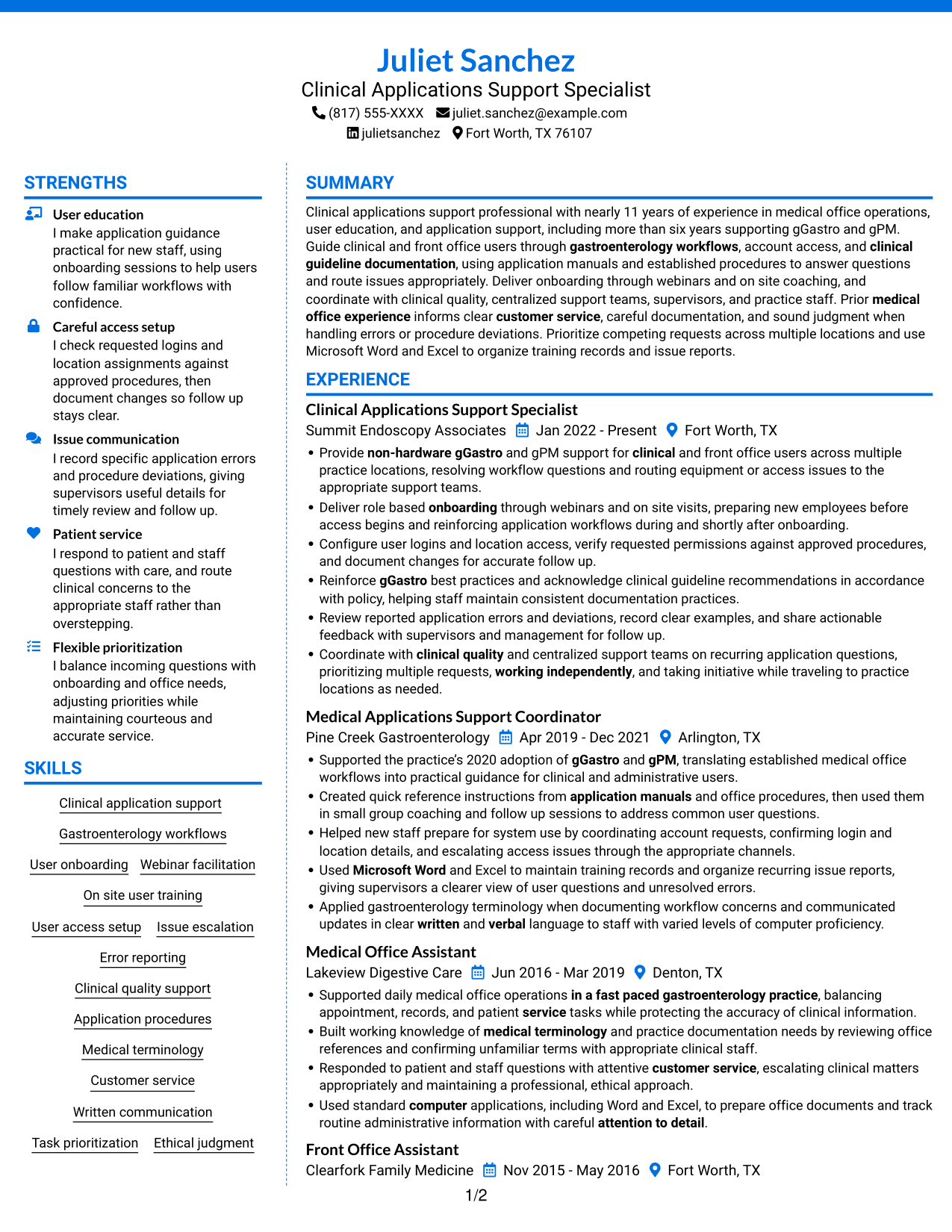 Resume example — page 1