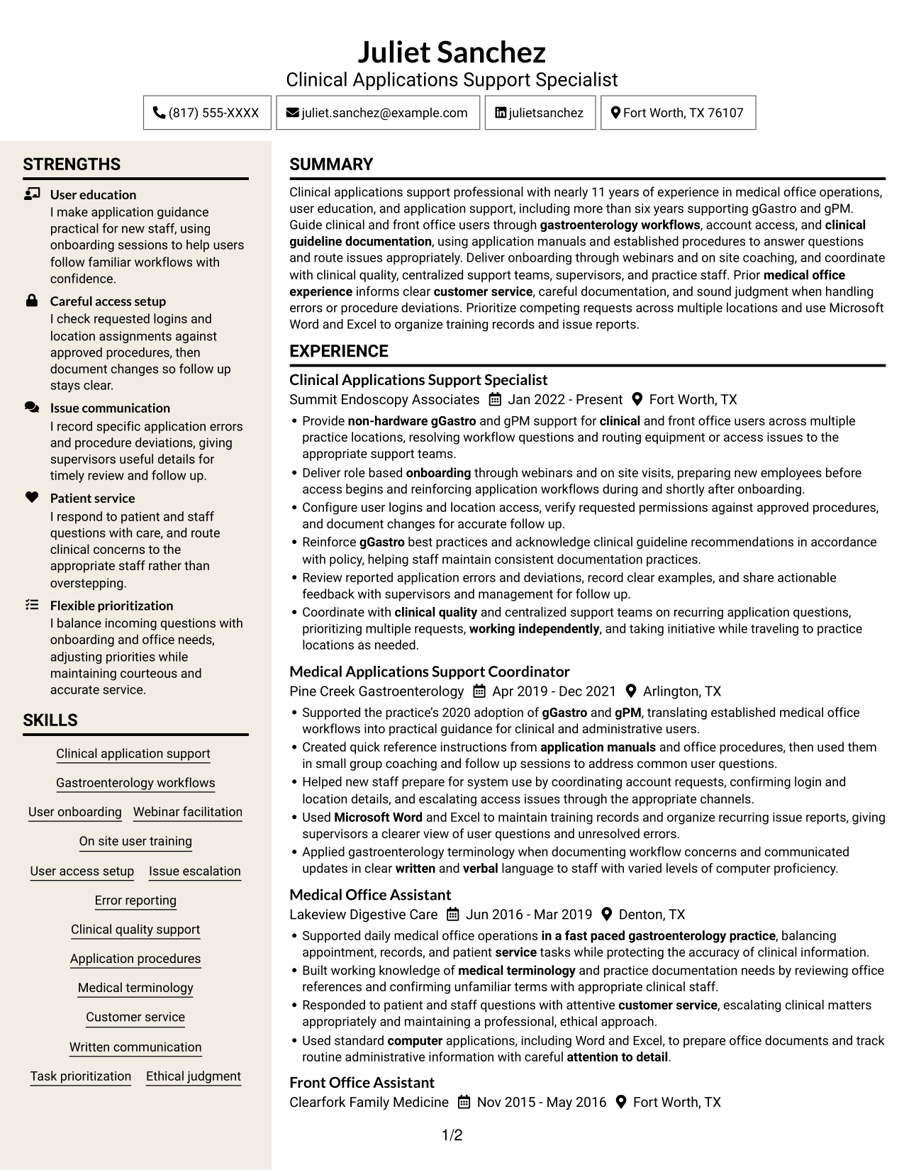 Resume example — page 1