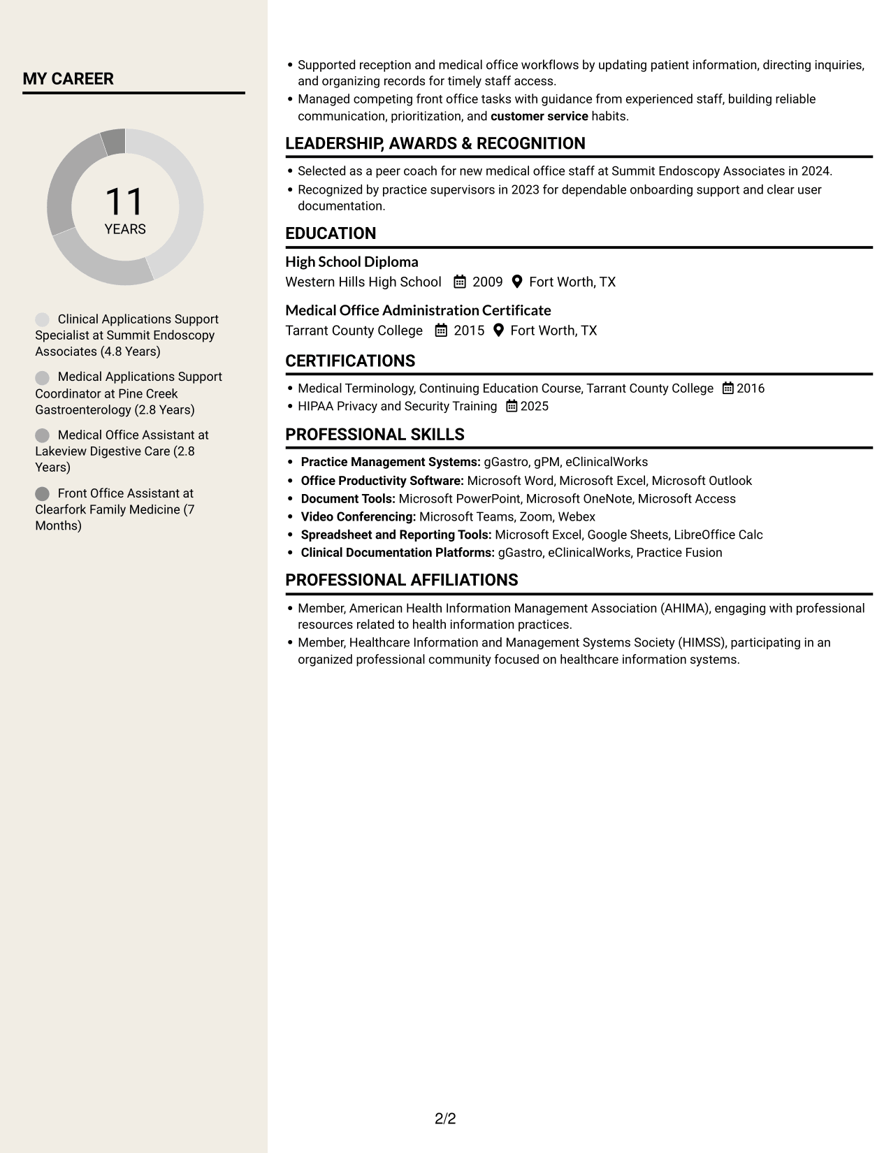Resume example — page 2