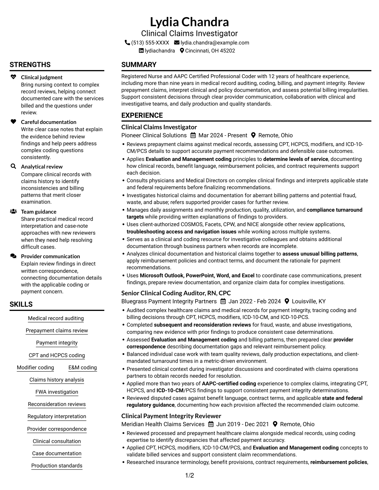 Resume example — page 1