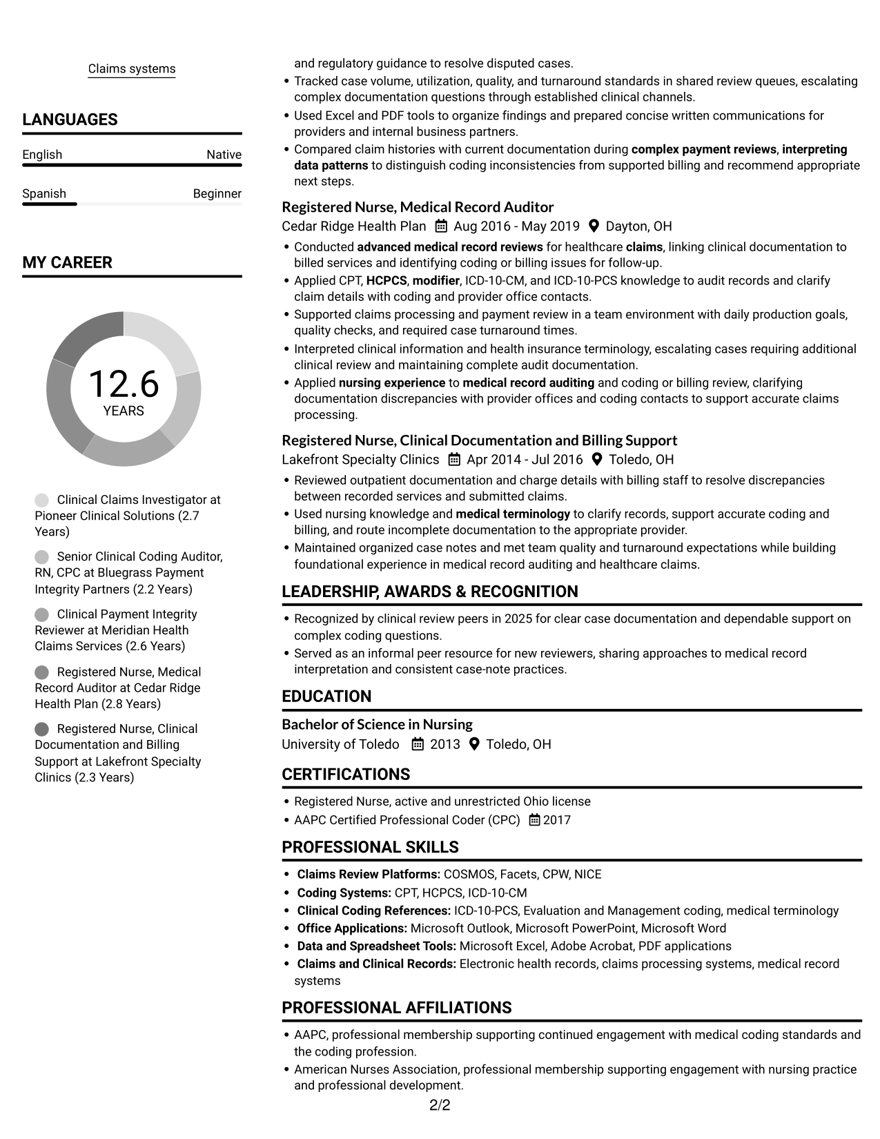 Resume example — page 2