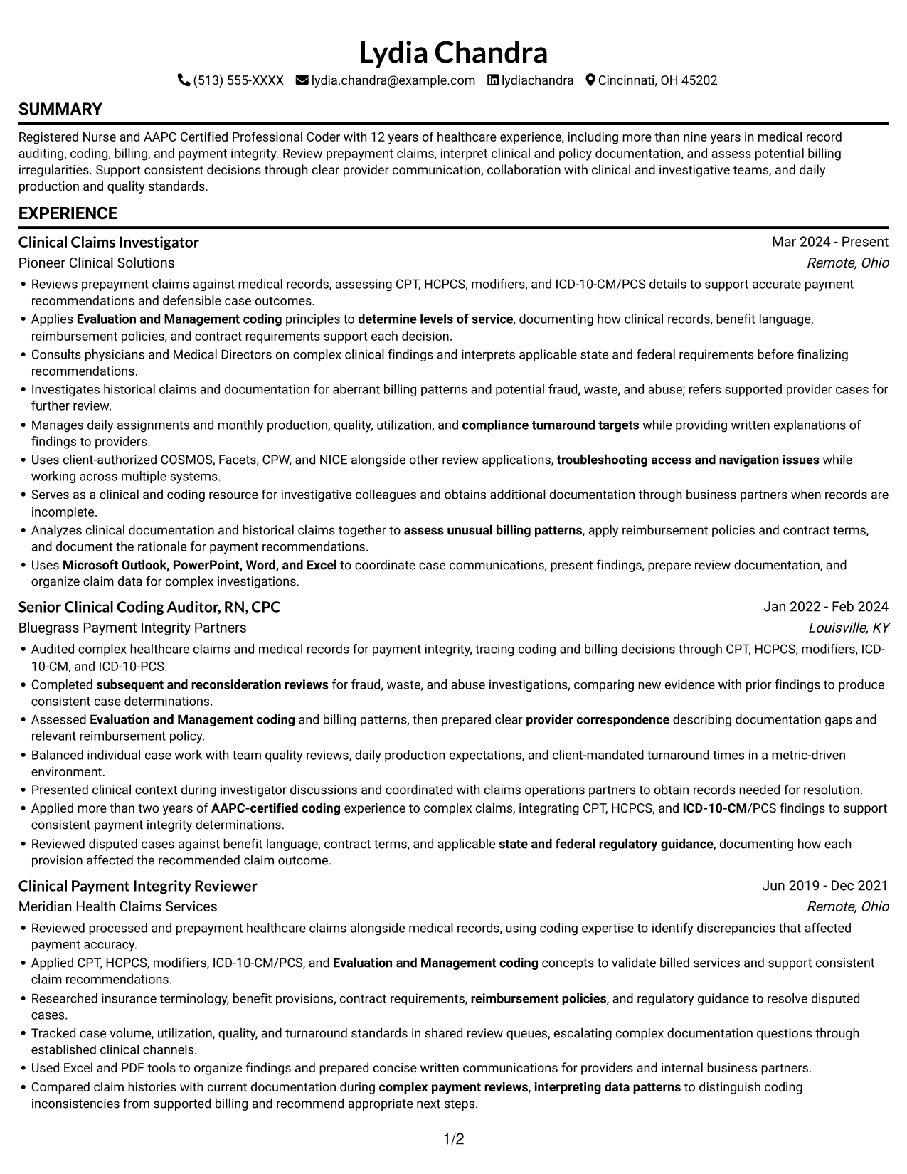 Resume example — page 1