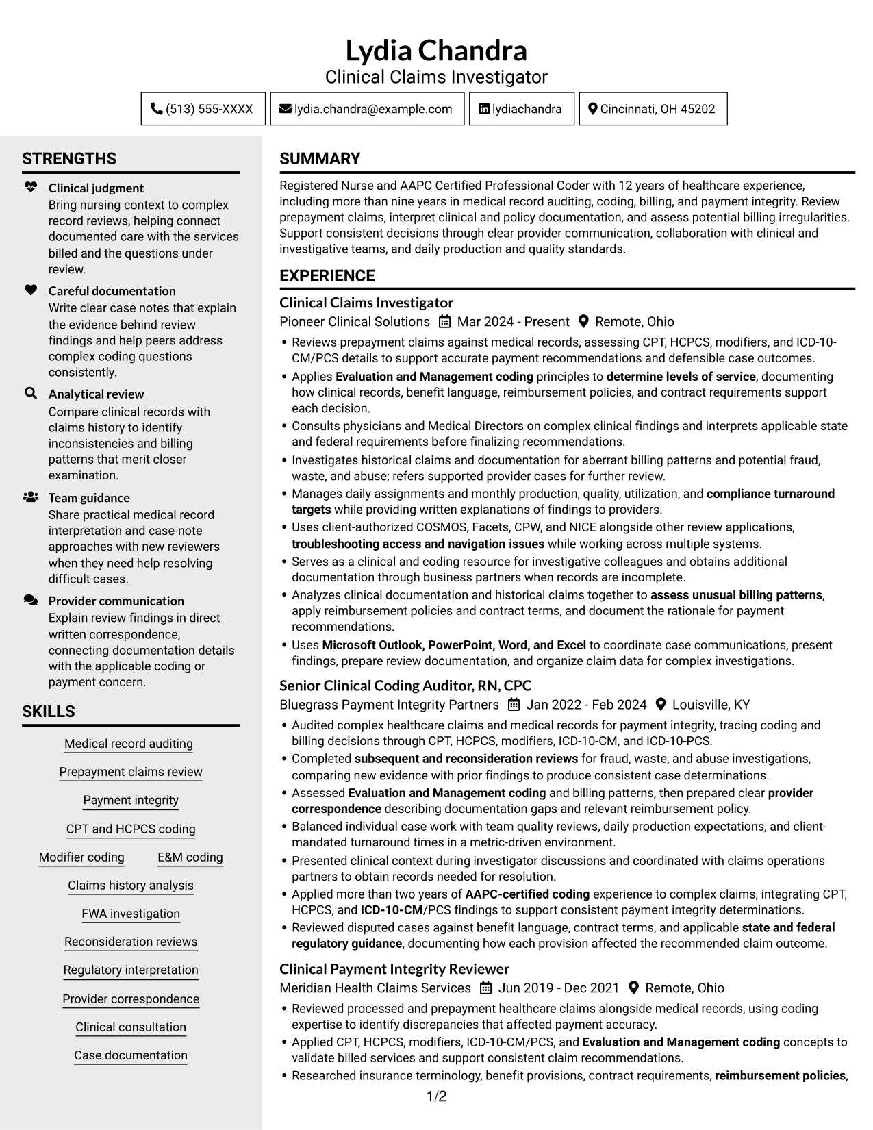 Resume example — page 1