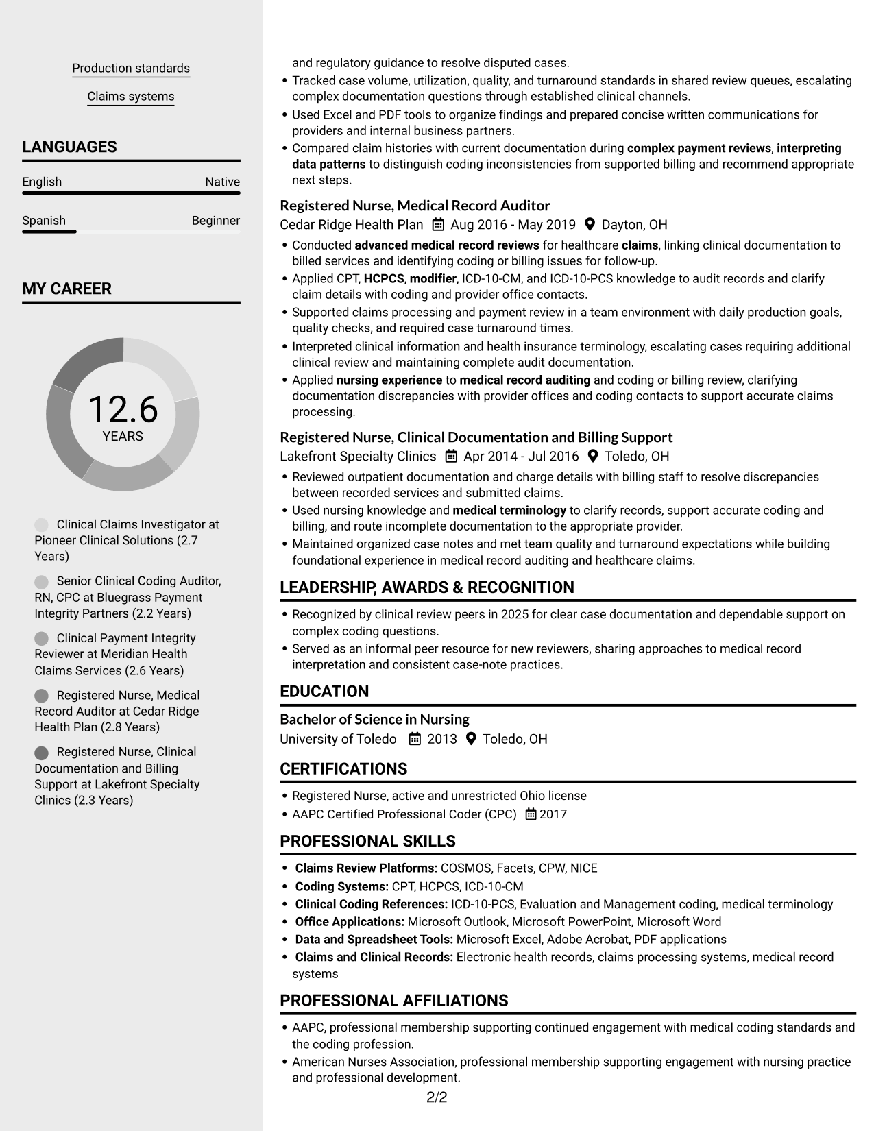 Resume example — page 2