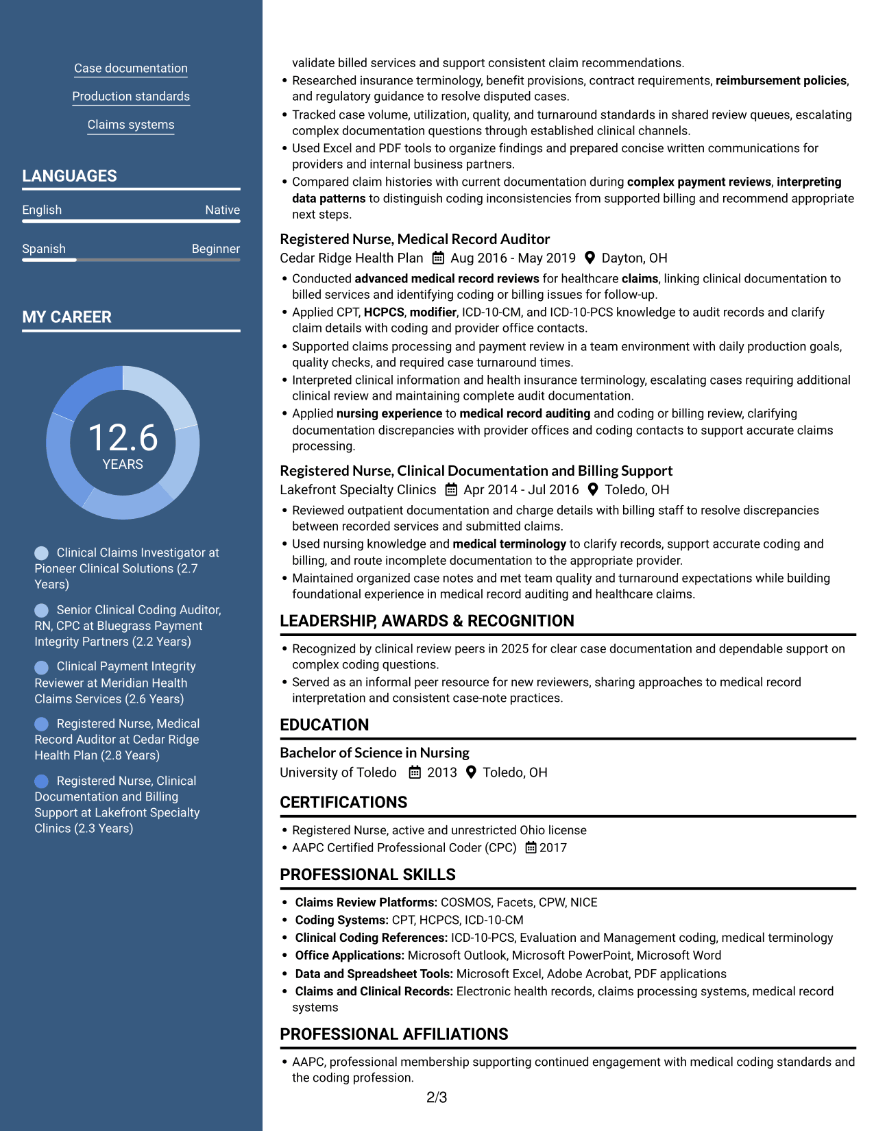 Resume example — page 2