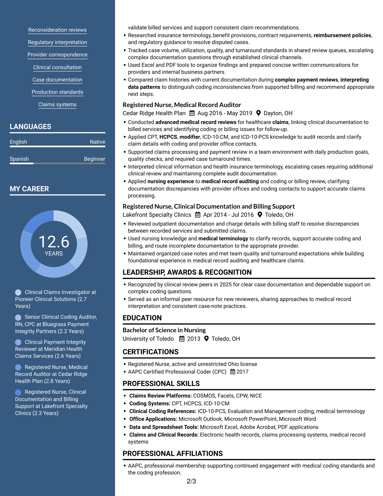 Resume example — page 2