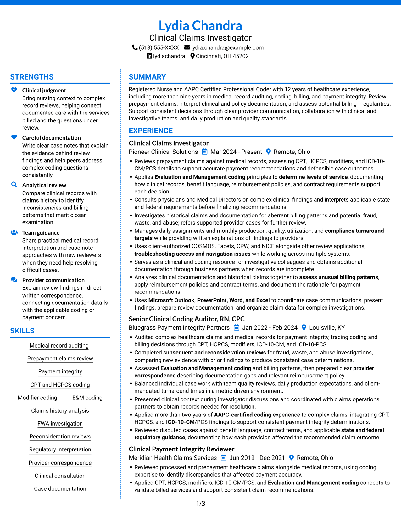 Resume example — page 1