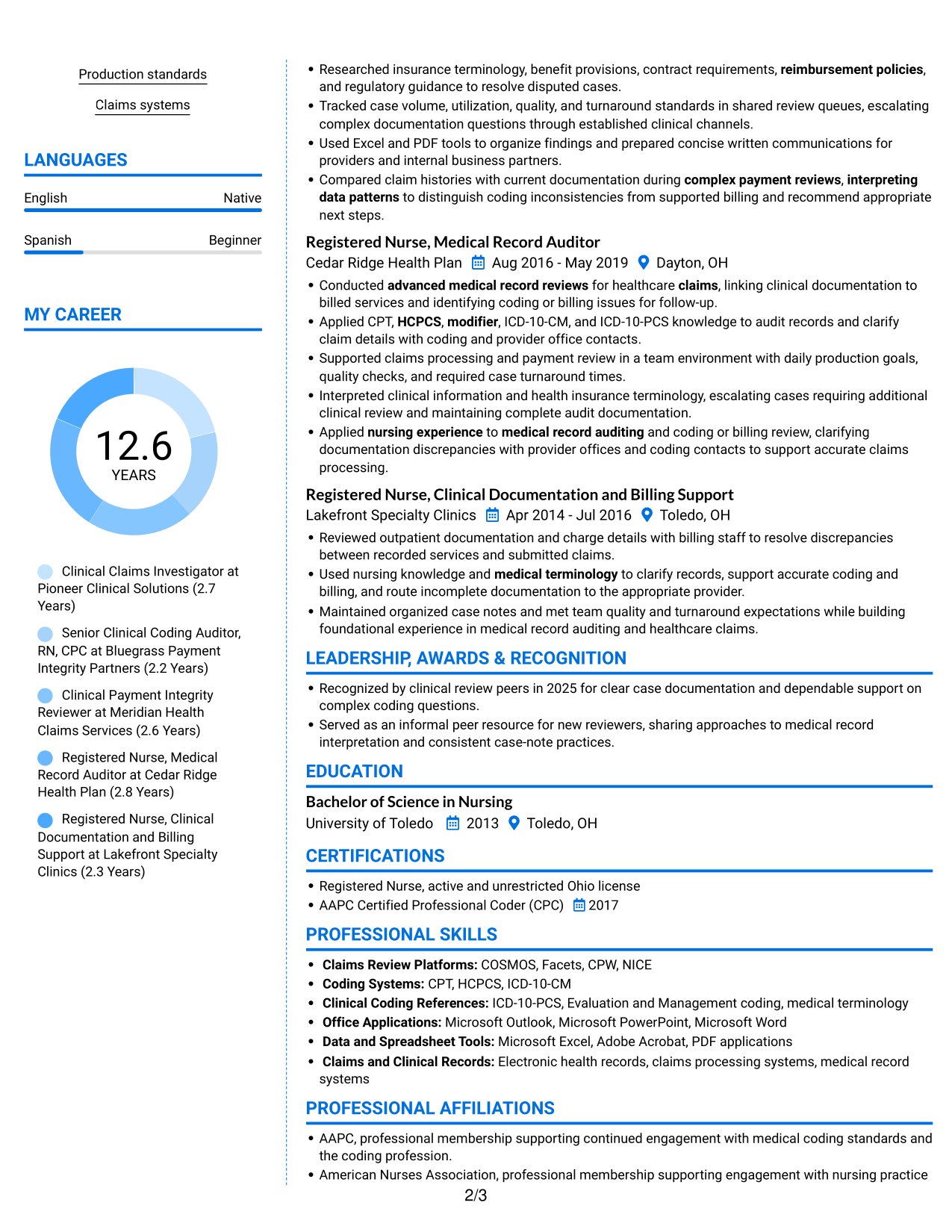 Resume example — page 2