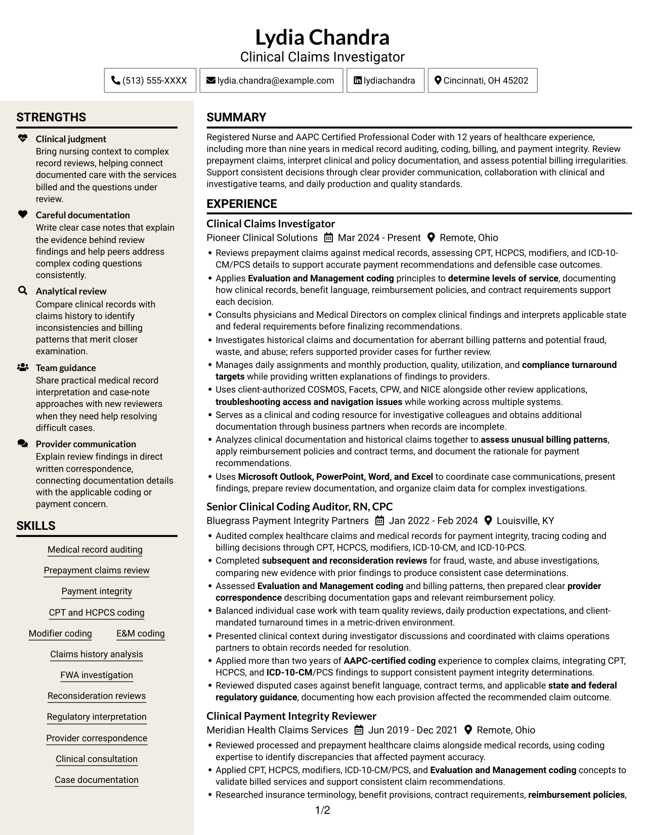 Resume example — page 1