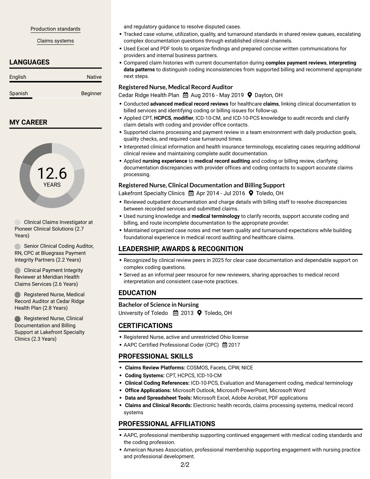Resume example — page 2