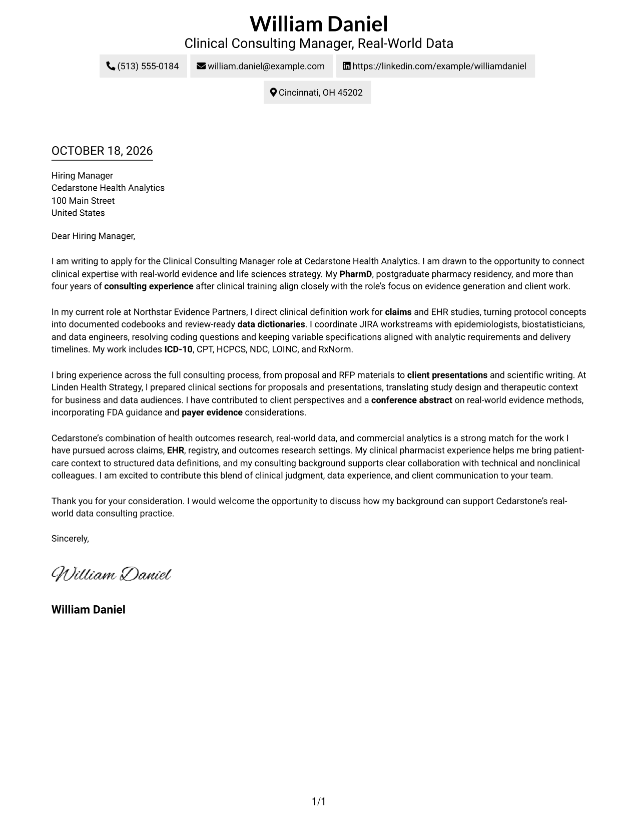 Cover letter example — page 1