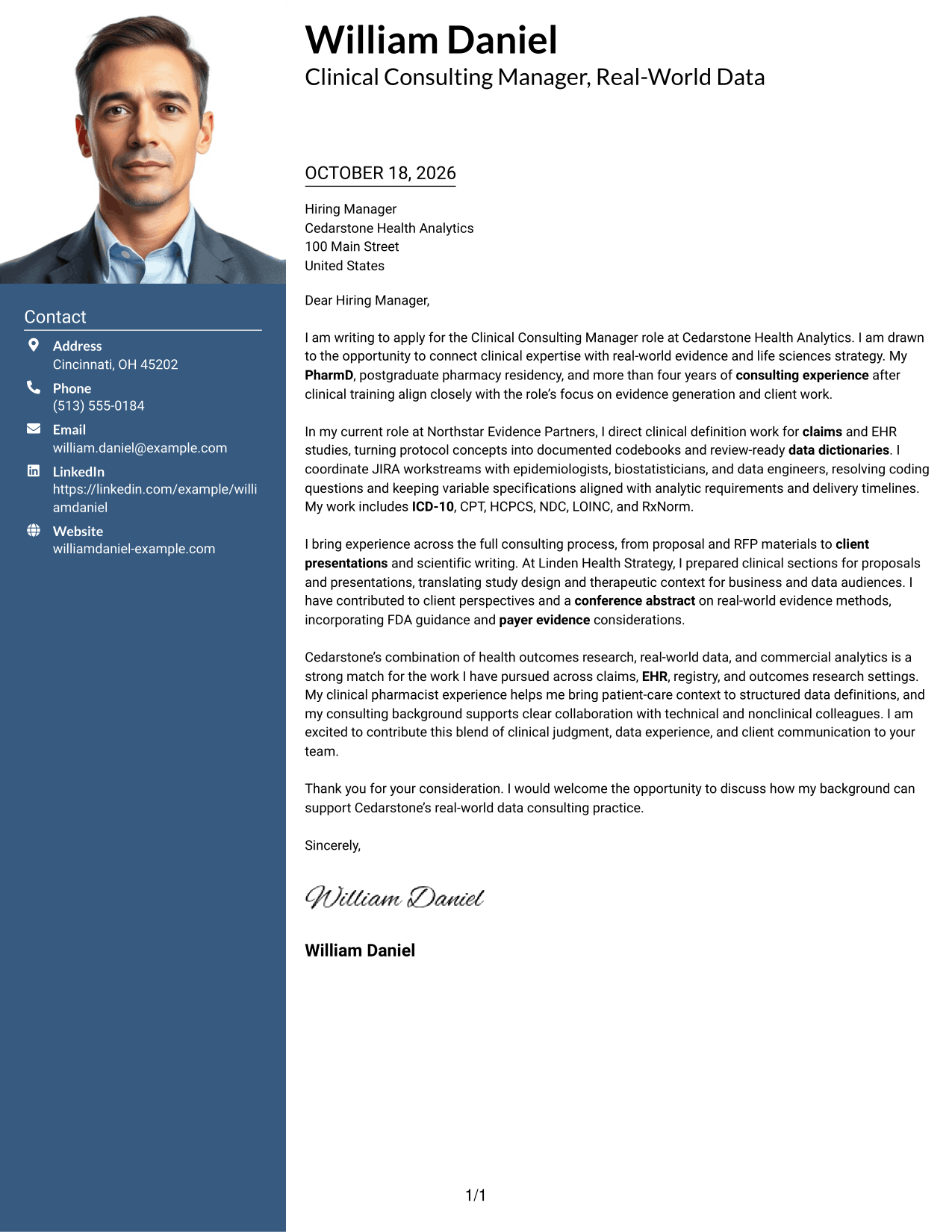 Cover letter example — page 1