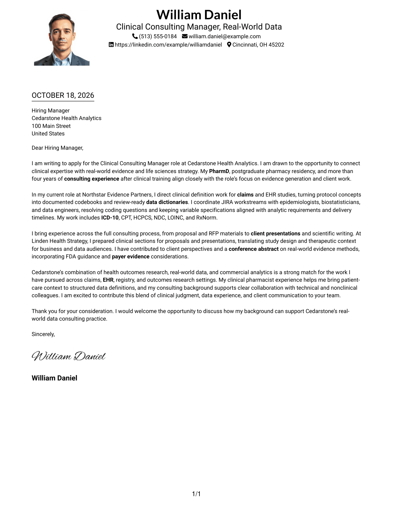 Cover letter example — page 1