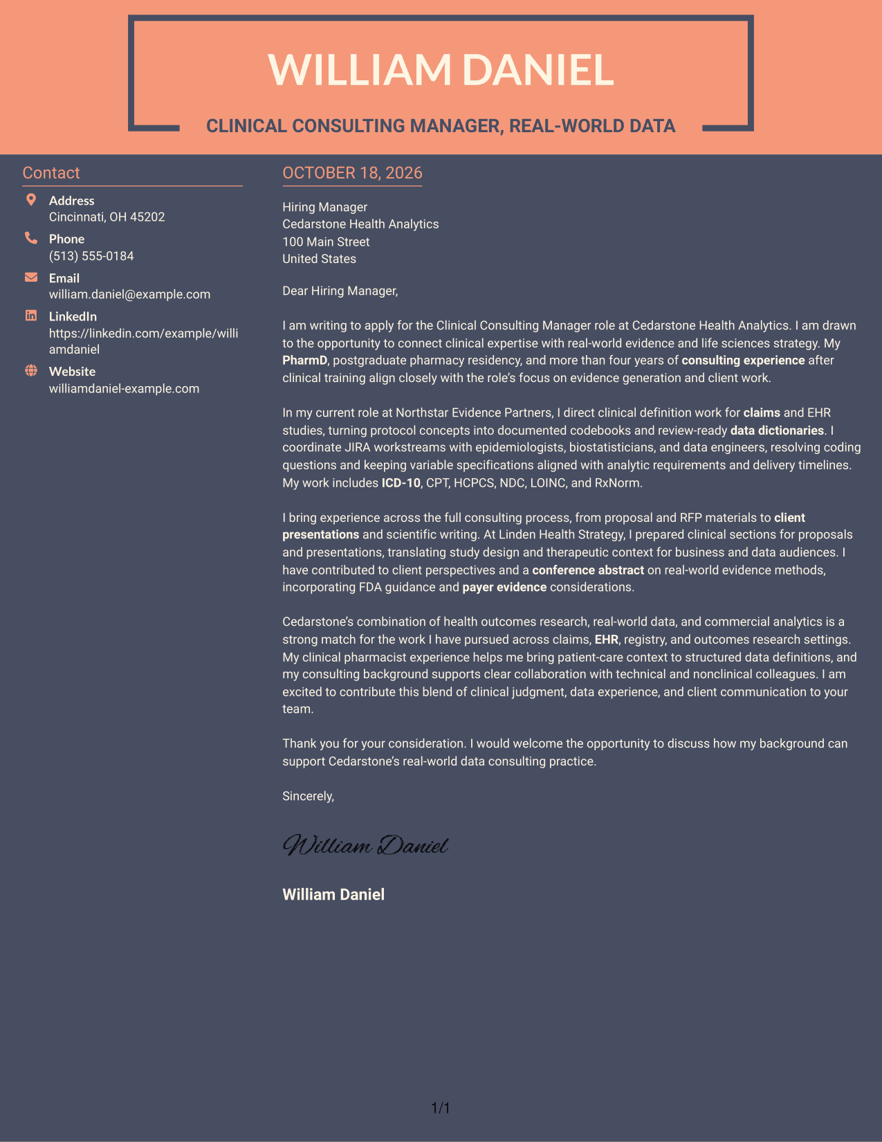 Cover letter example — page 1