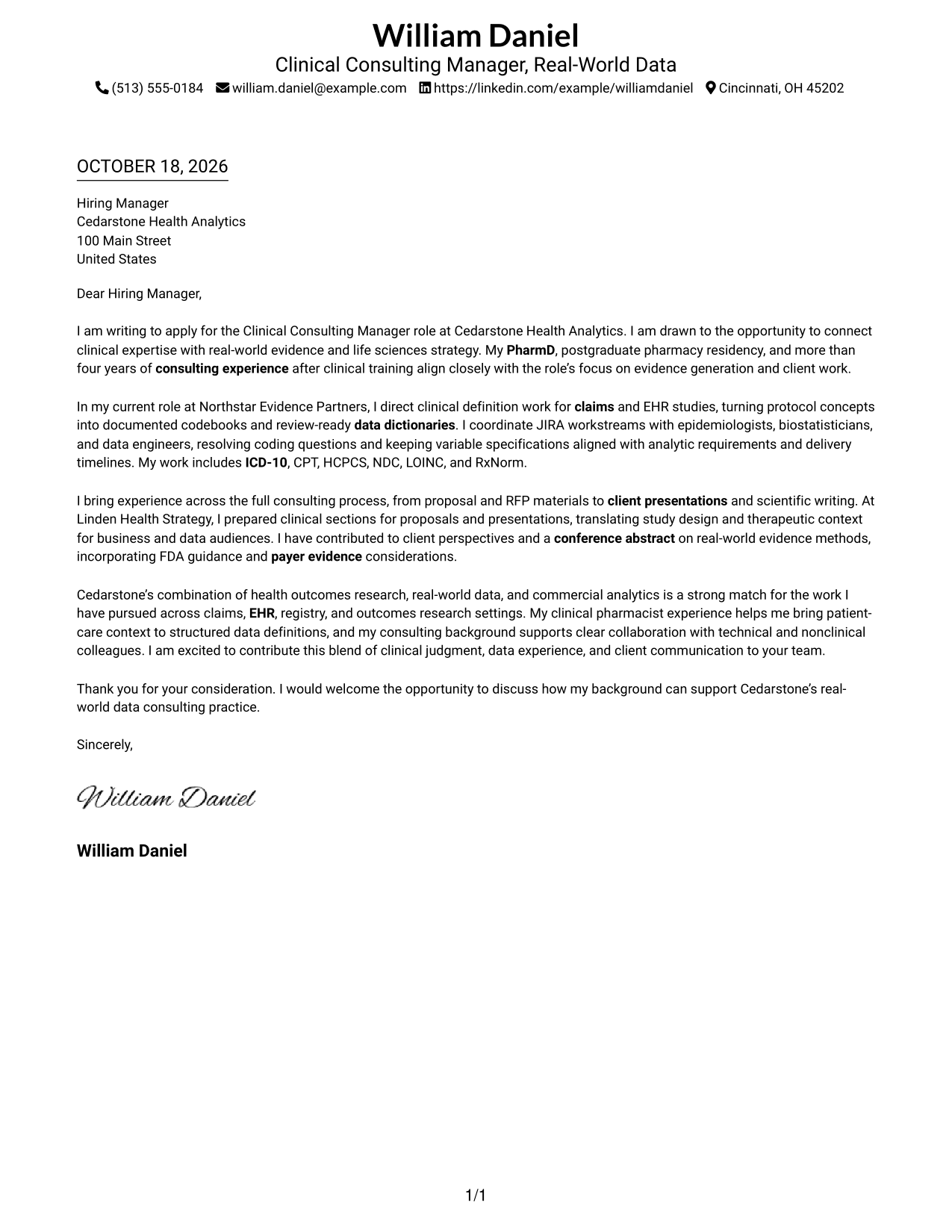 Cover letter example — page 1