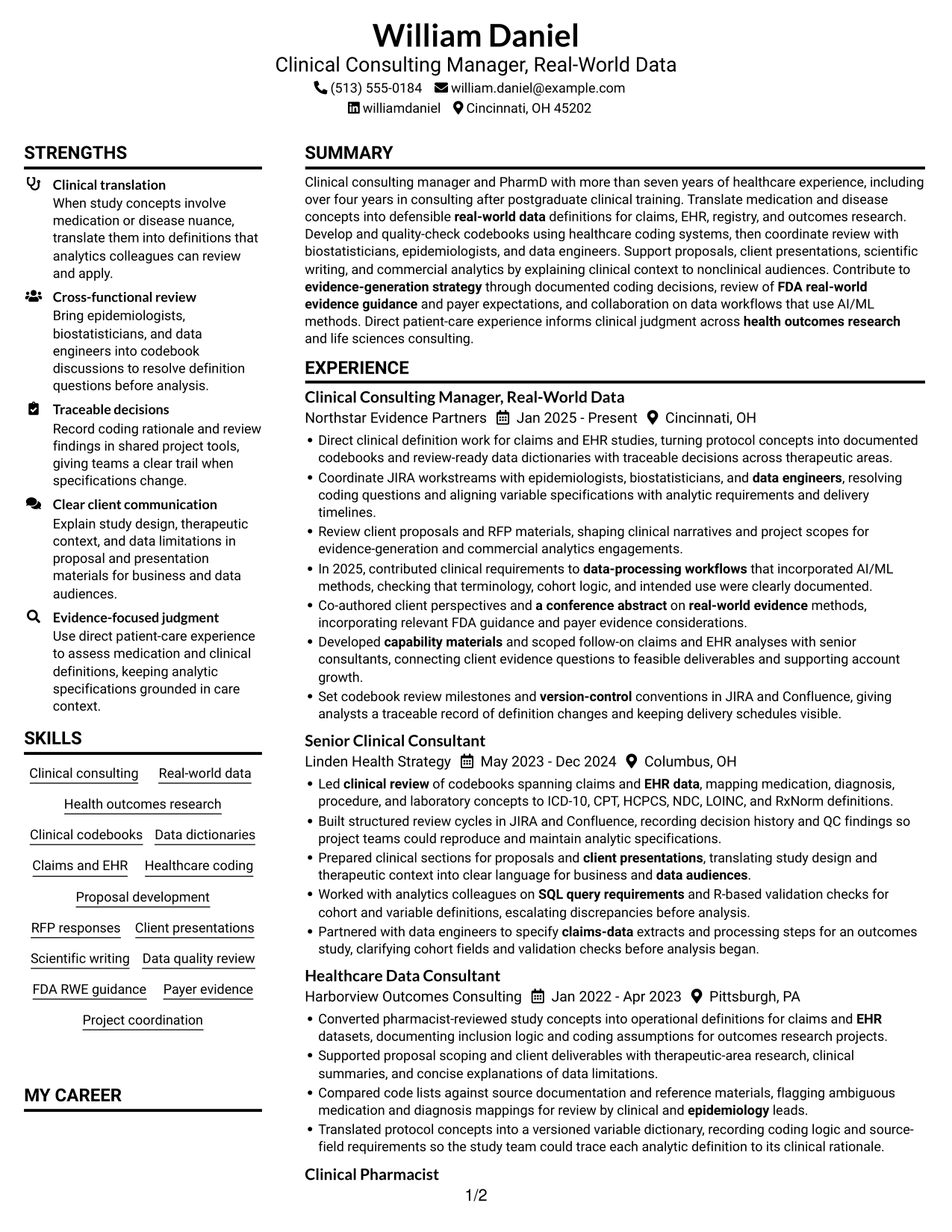 Resume example — page 1
