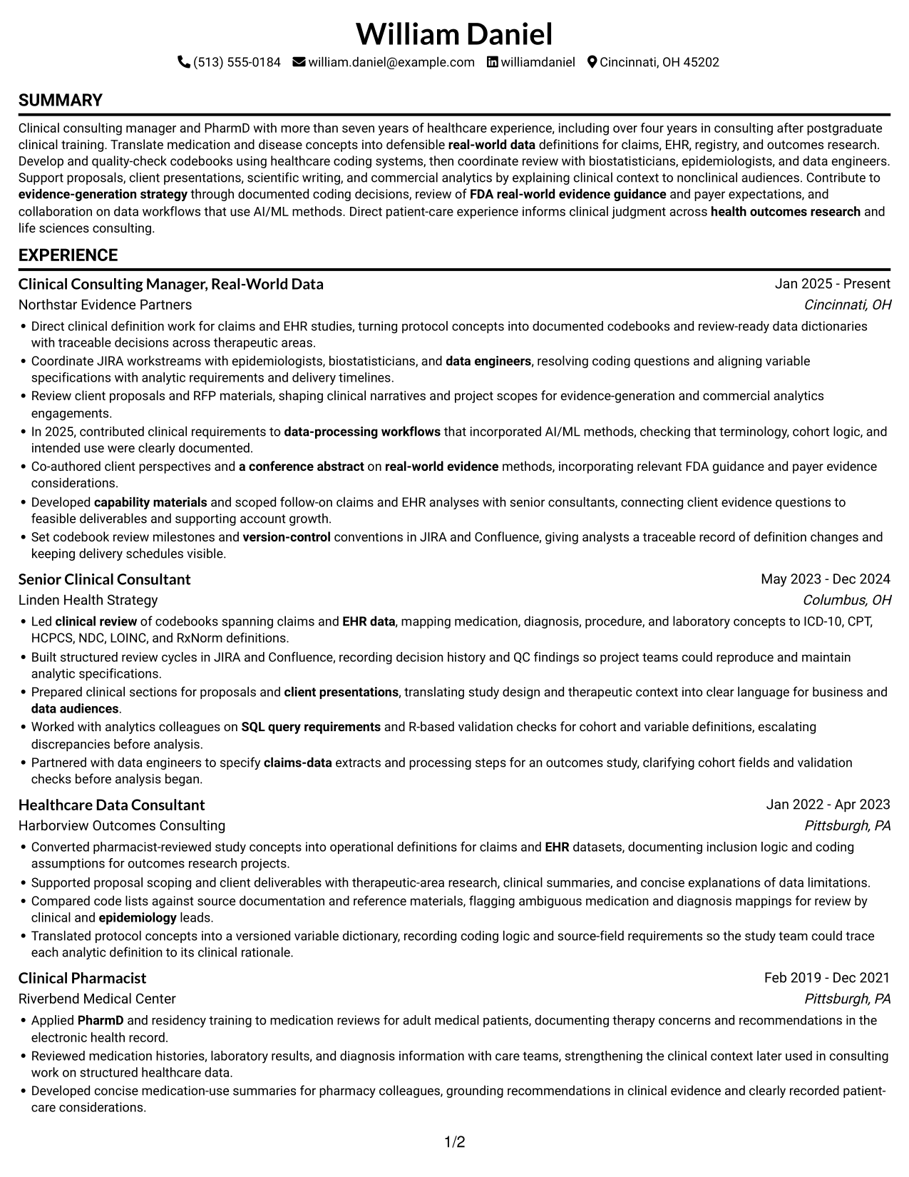 Resume example — page 1
