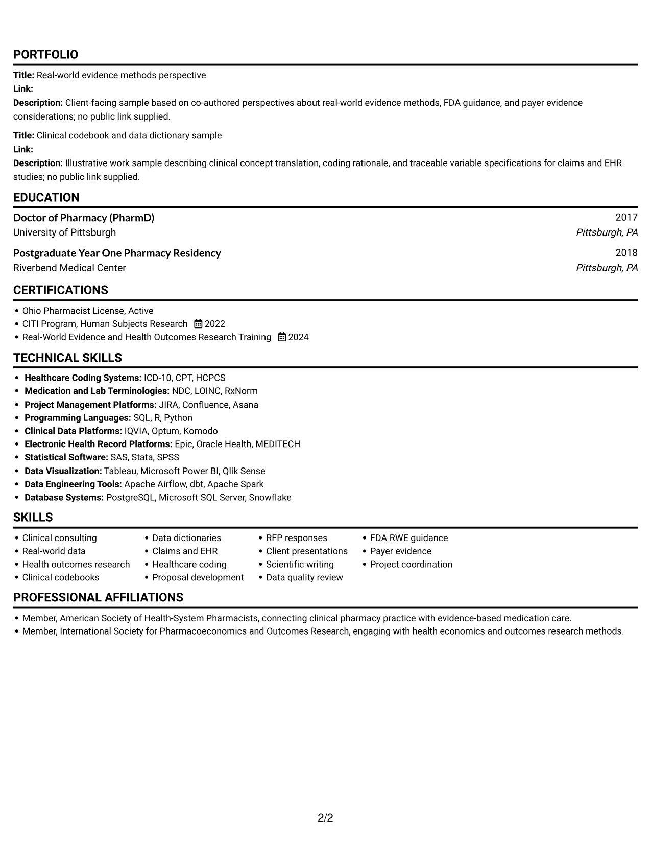 Resume example — page 2
