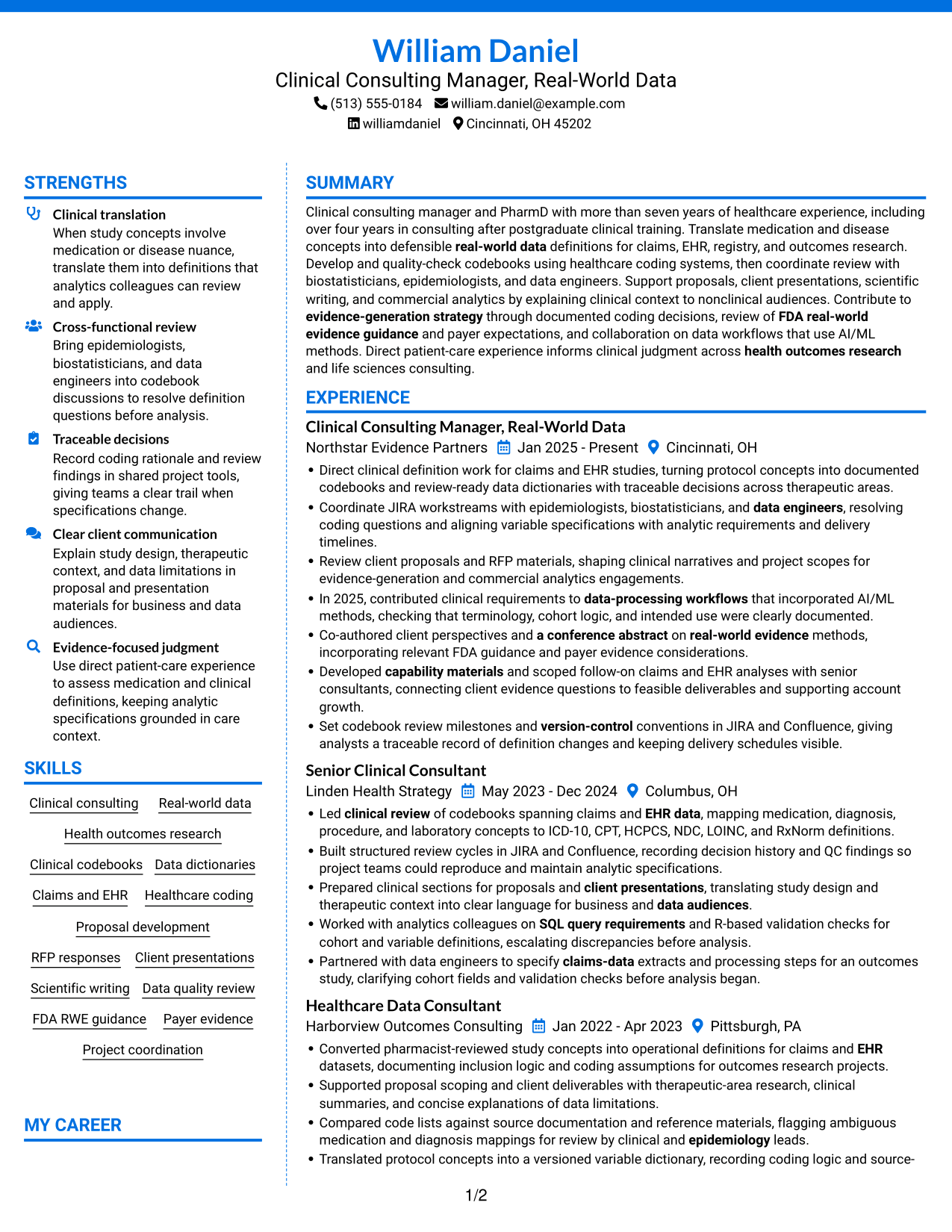 Resume example — page 1