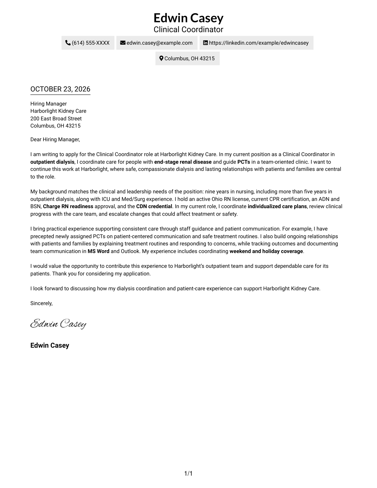 Cover letter example — page 1