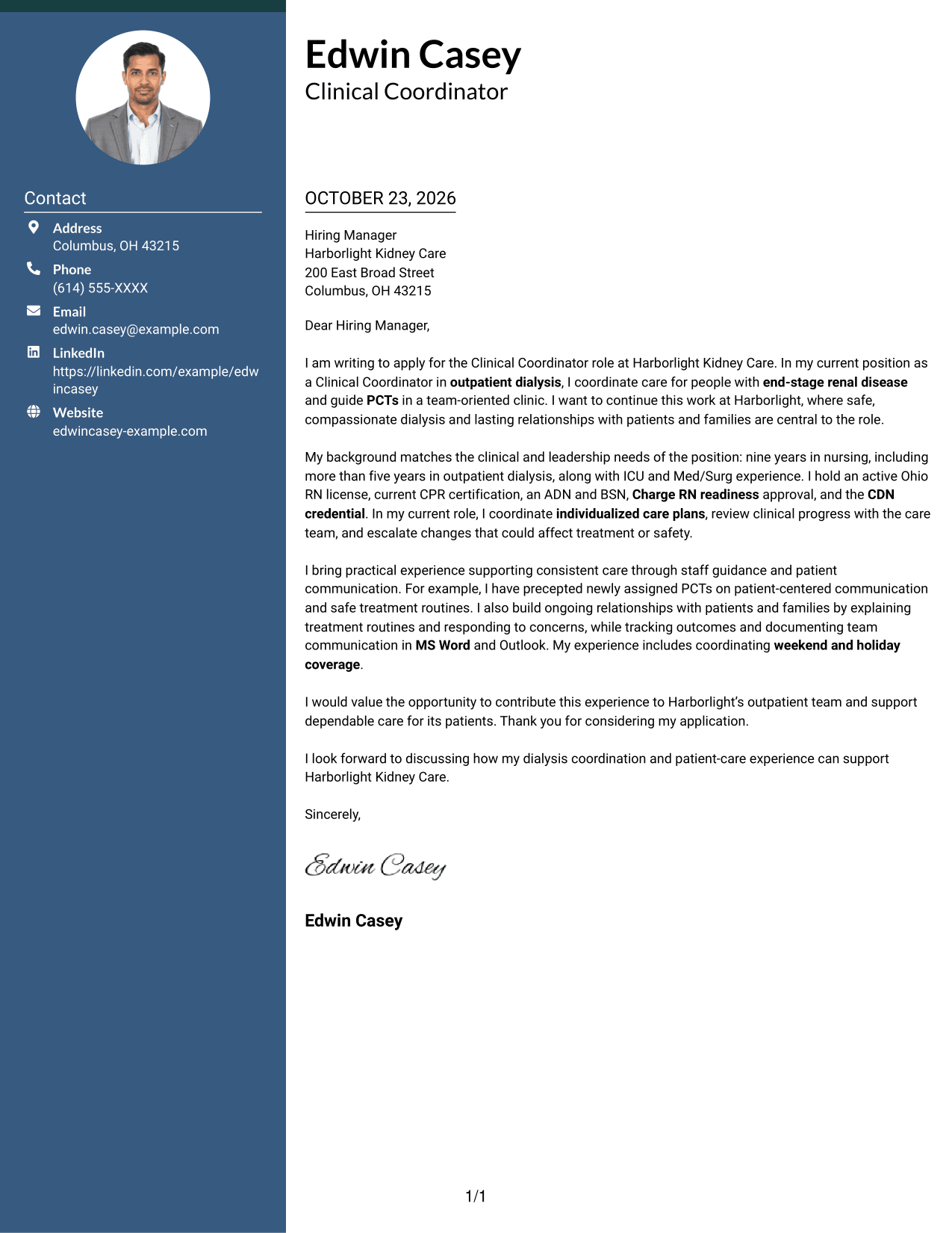 Cover letter example — page 1