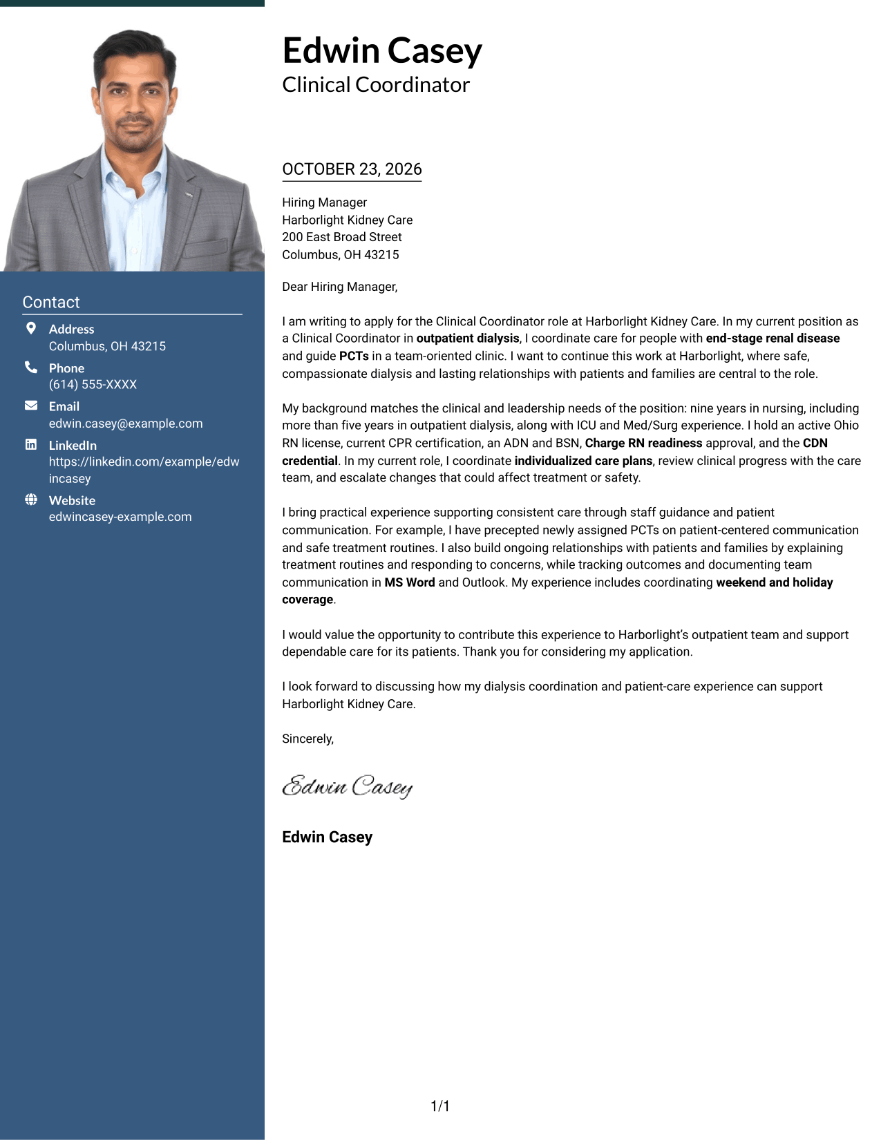 Cover letter example — page 1